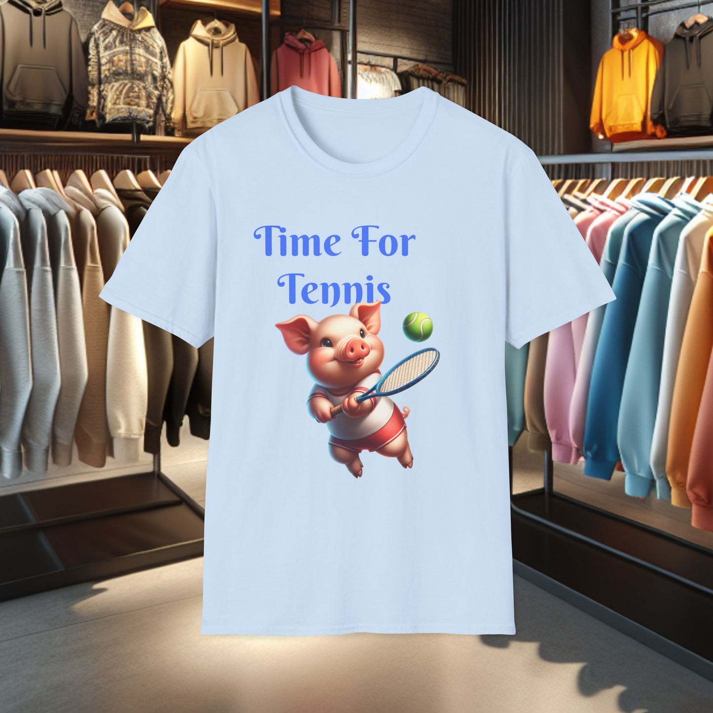 Pig Playing Tennis Unisex T-Shirt - Time For Tennis
