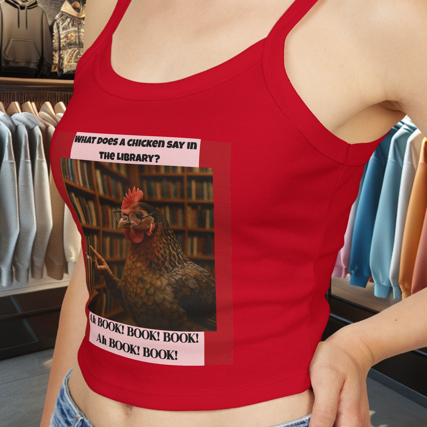 Chicken in Library - Women's Tank Top