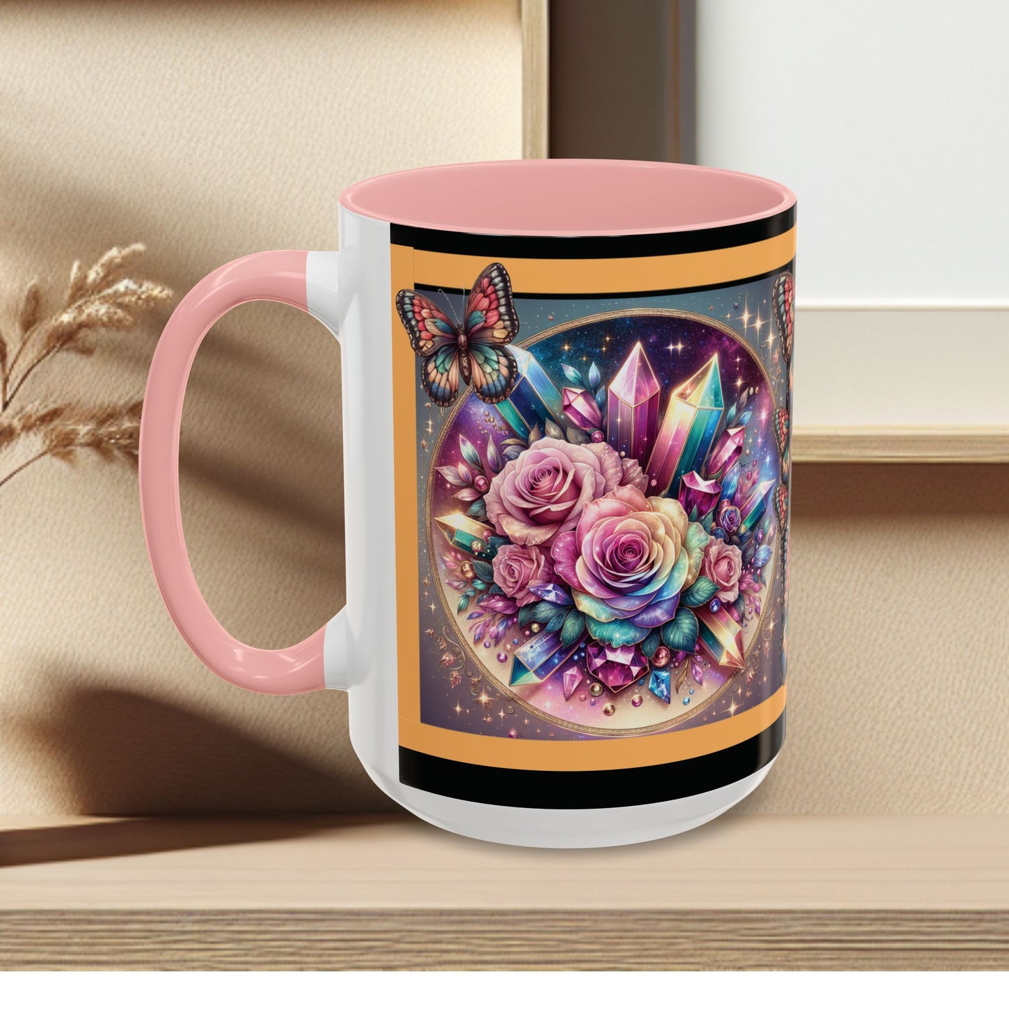 Coffee Mug Butterflys and Flowers