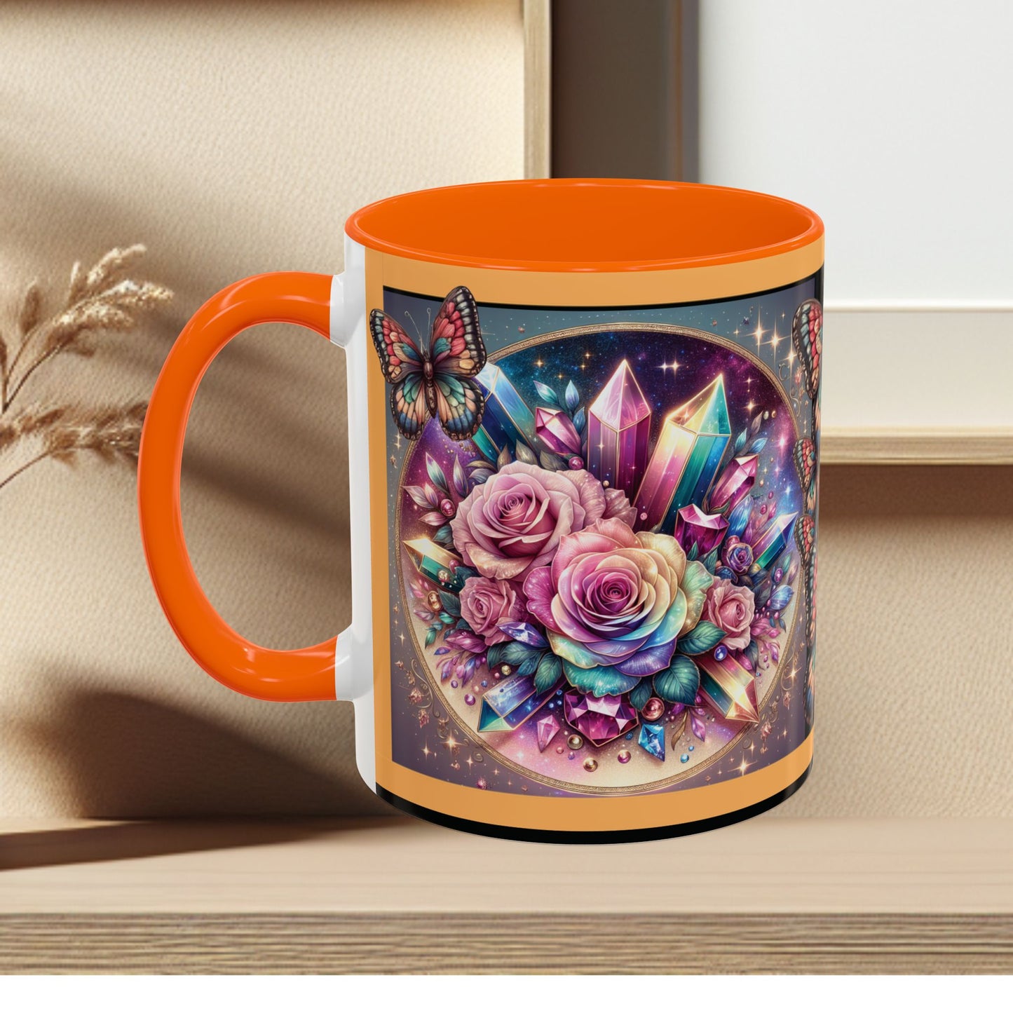 Coffee Mug Butterflys and Flowers