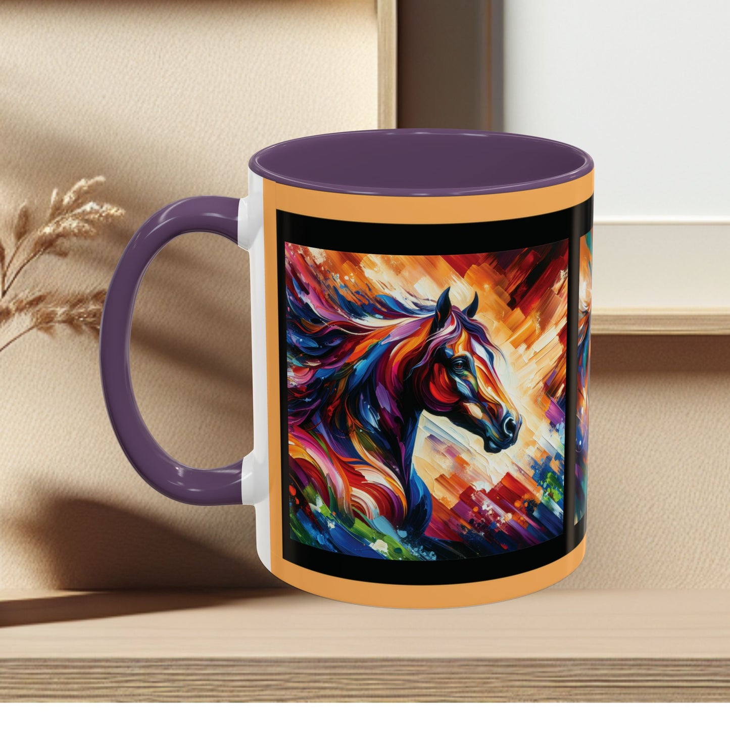 Mug Coffee Multi Color Horses 11oz 15oz
