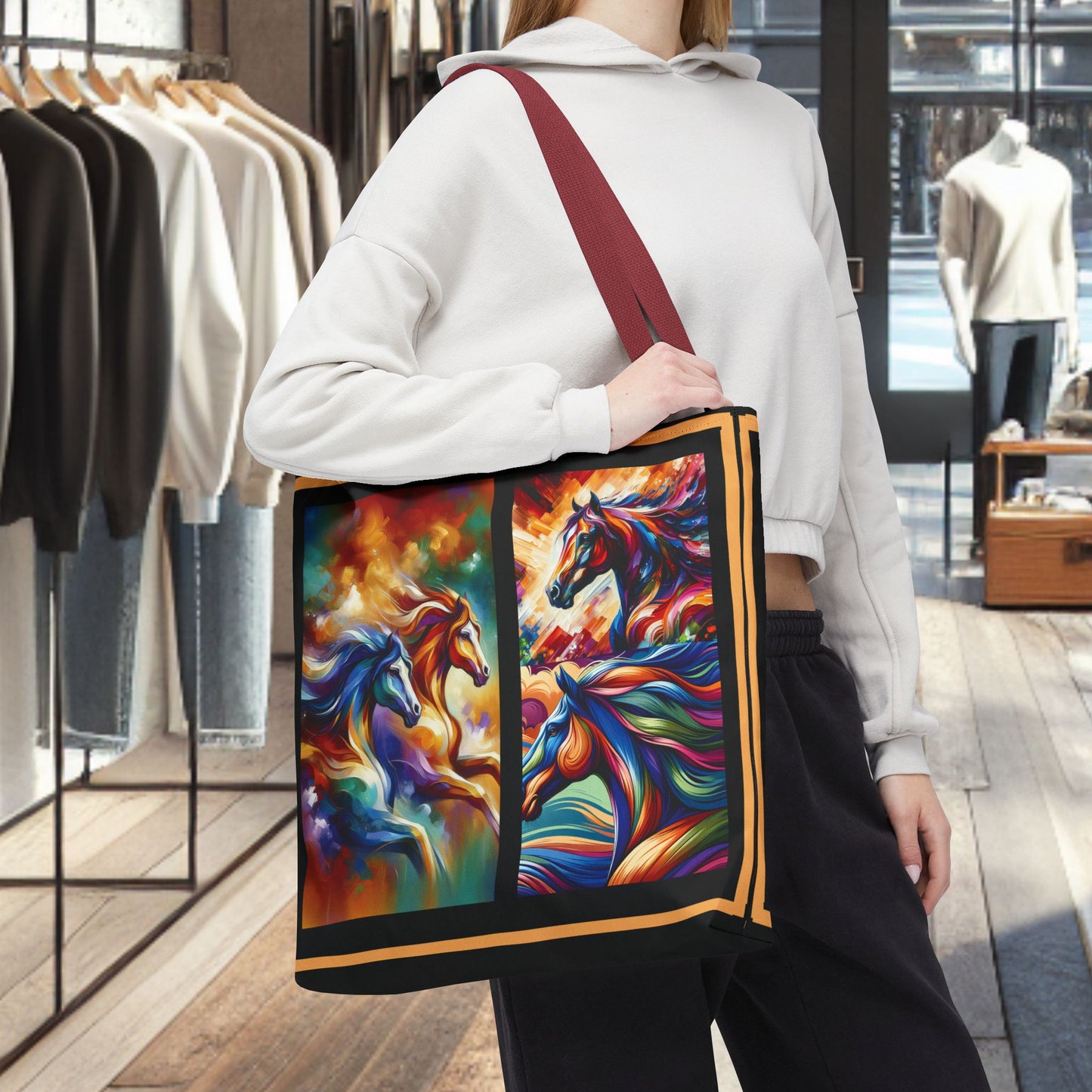 Colorful Horses Tote Bag