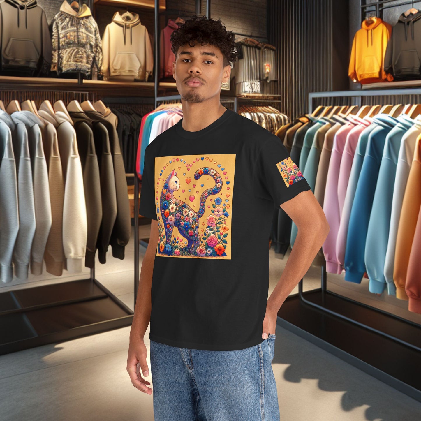 Loving Cat Flower Mozaic T-Shirt