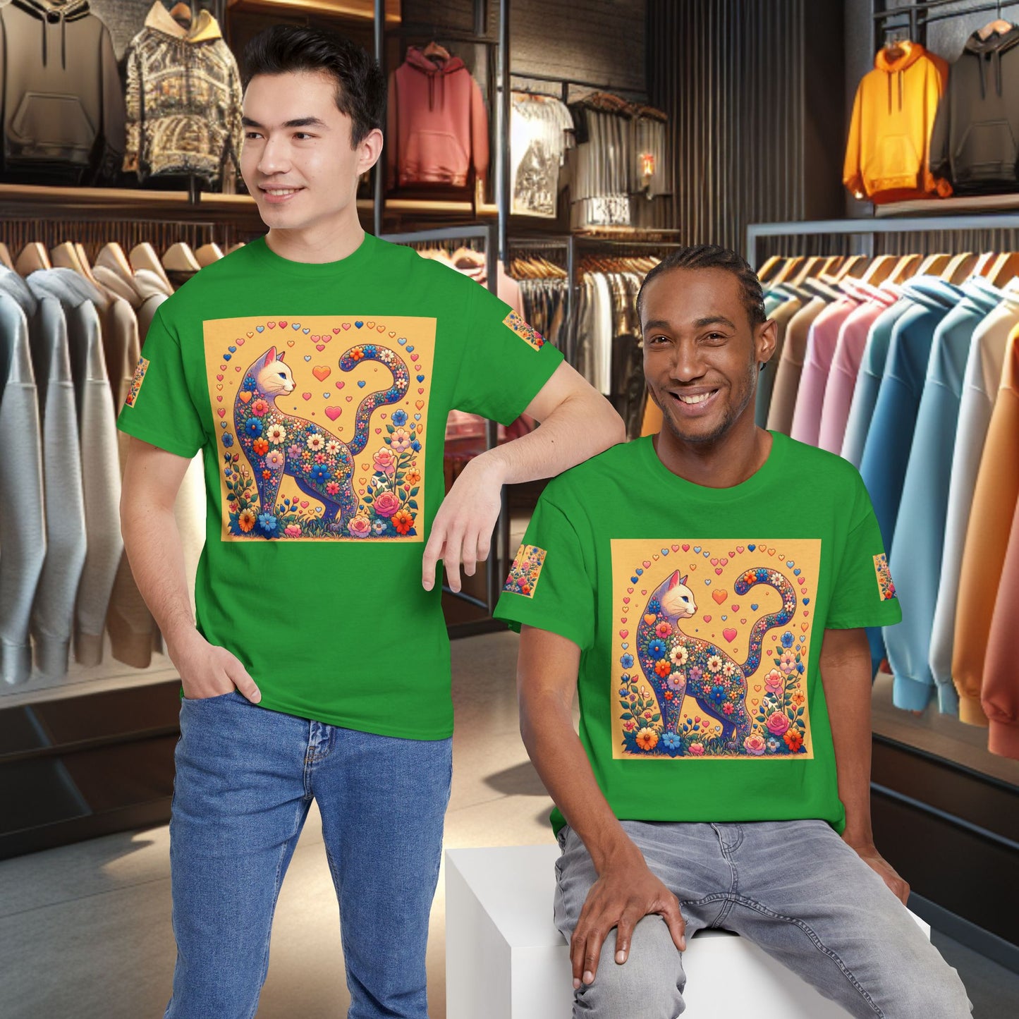 Loving Cat Flower Mozaic T-Shirt