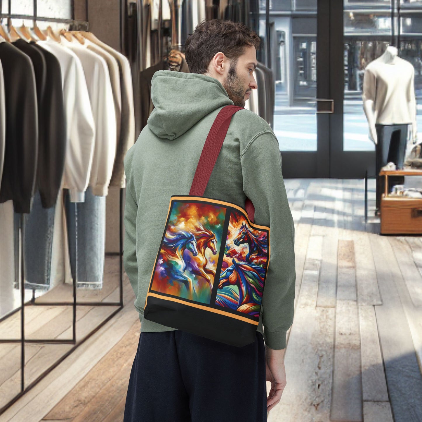 Colorful Horses Tote Bag