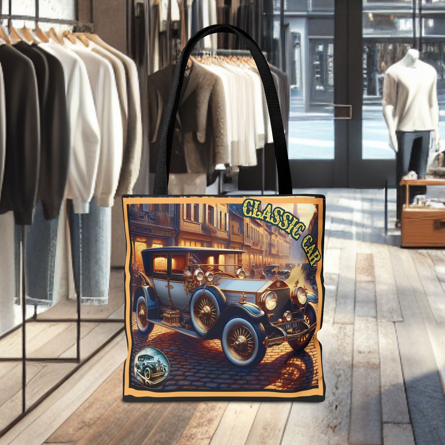 Tote Bag-Classic Car Blue Tote Bag -