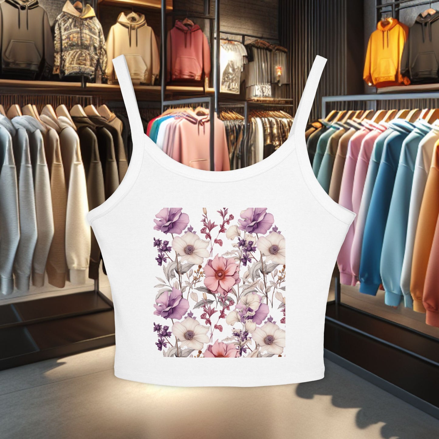Floral Tank Top - Women's Spaghetti Strap