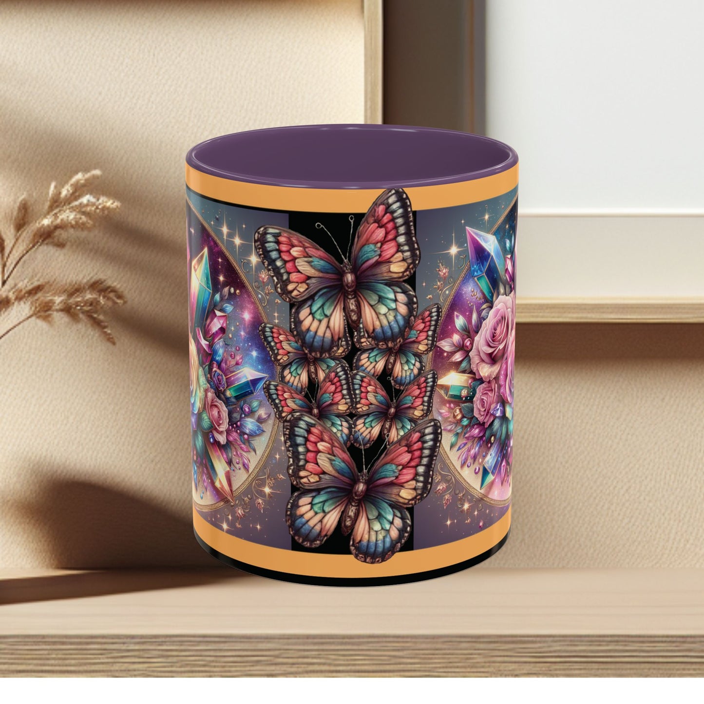 Coffee Mug Butterflys and Flowers