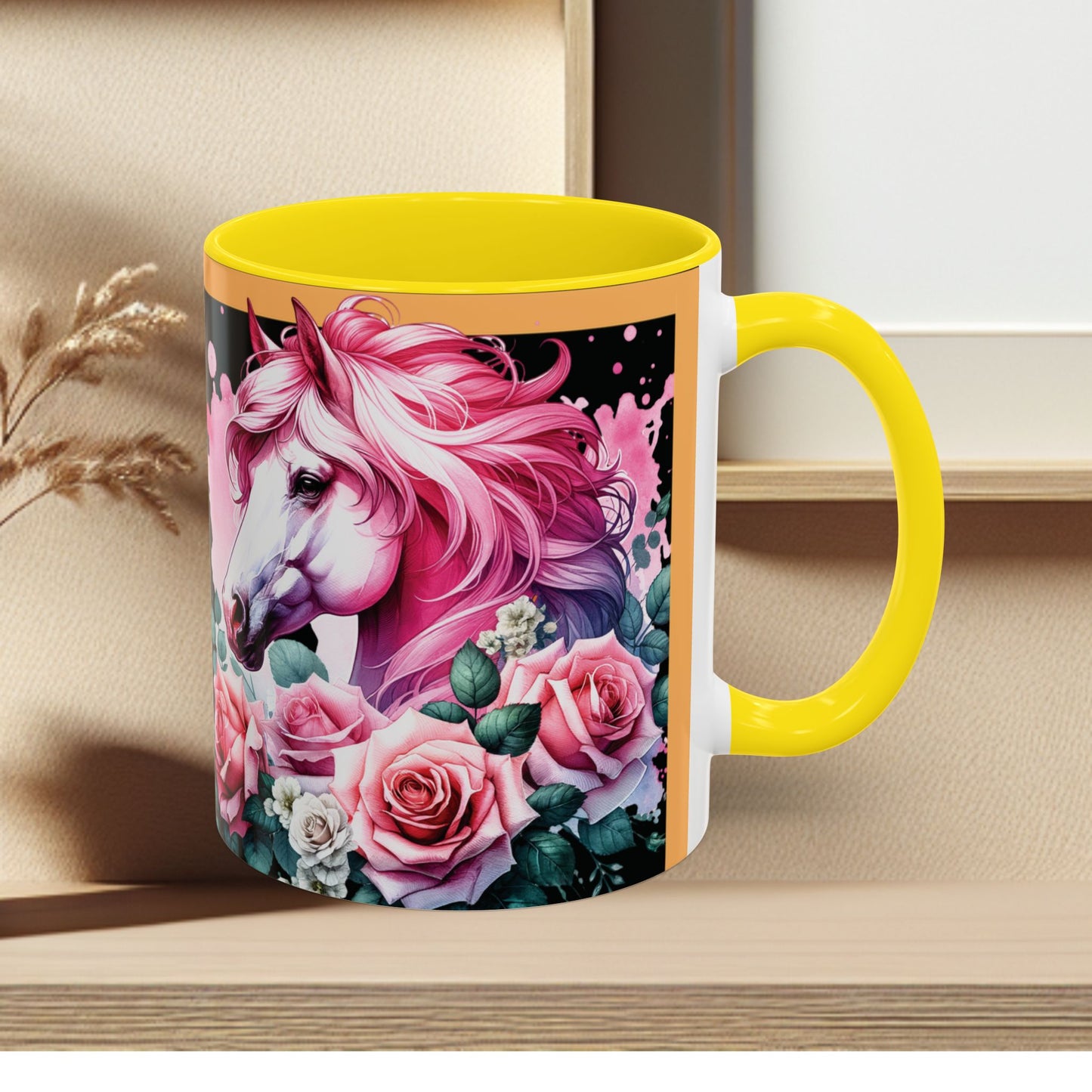 Coffee Mug Horses in Flowers 11oz 15oz