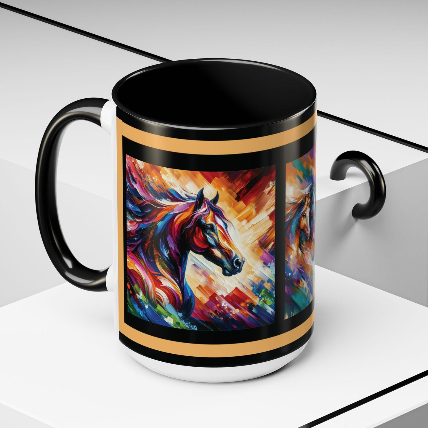 Mug Coffee Multi Color Horses 11oz 15oz
