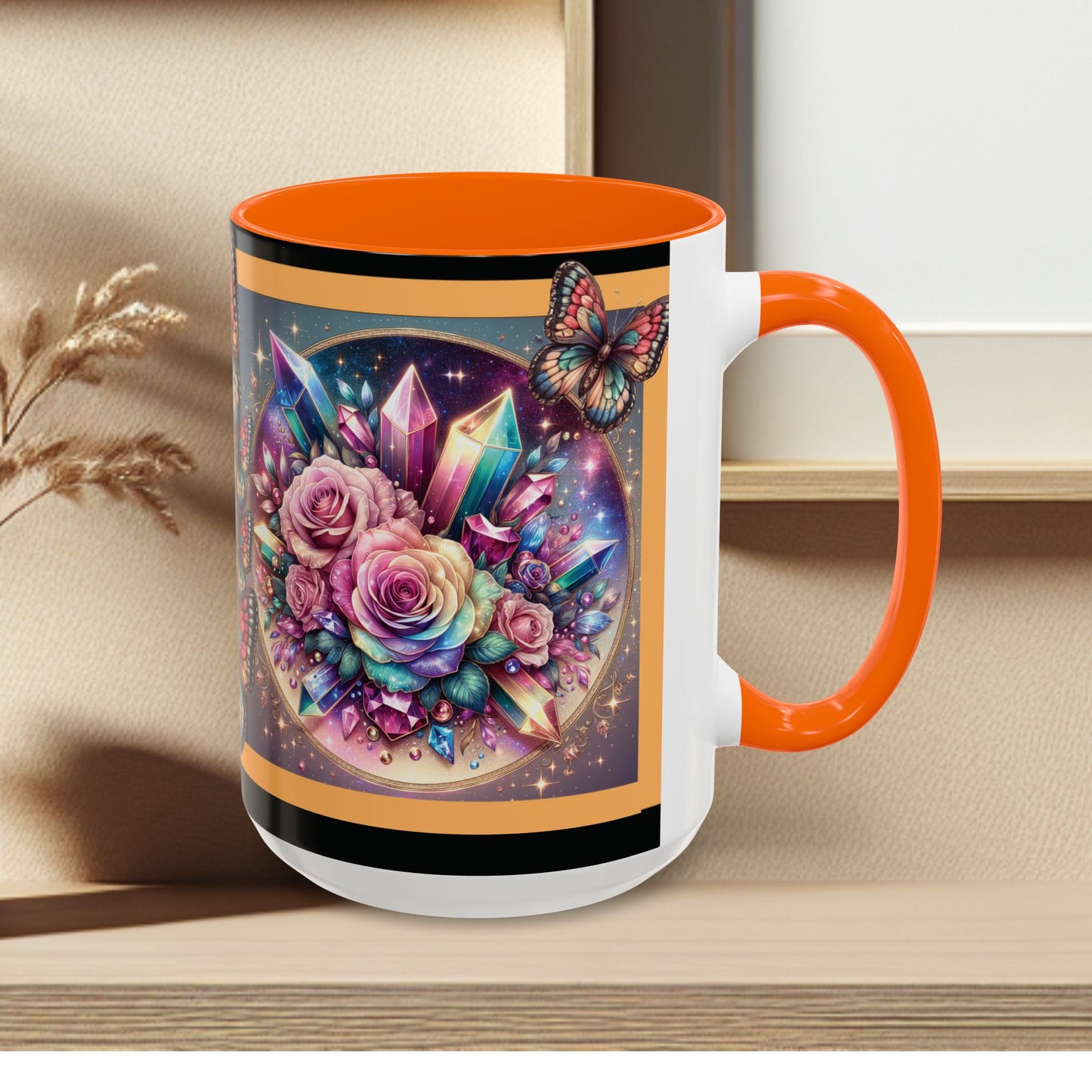 Coffee Mug Butterflys and Flowers