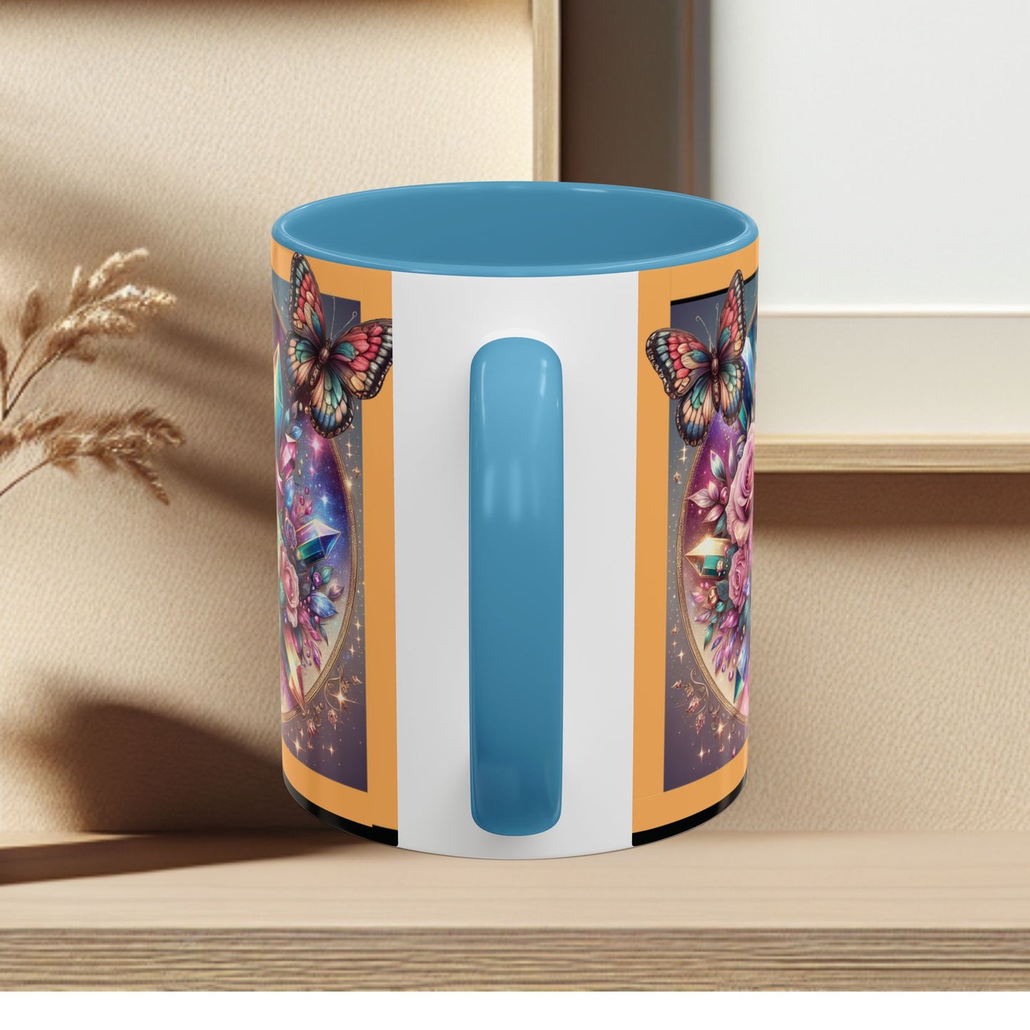 Coffee Mug Butterflys and Flowers