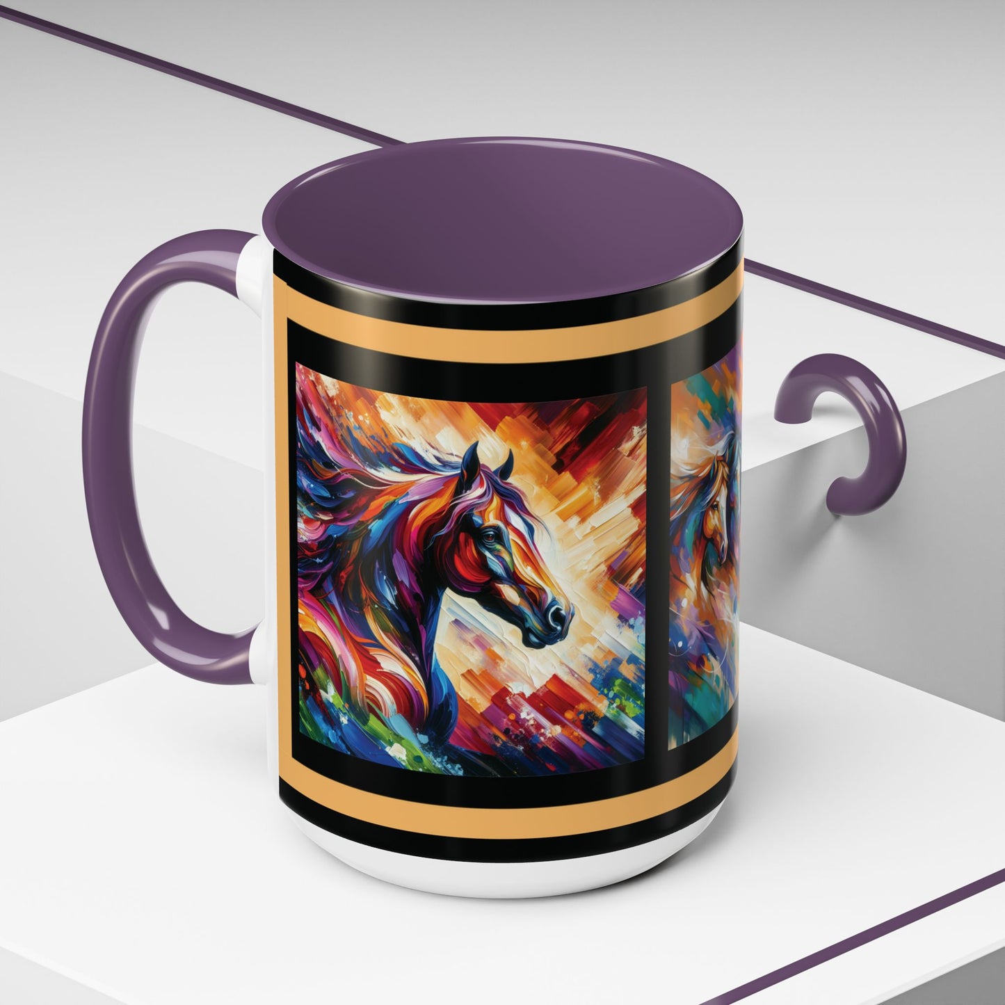Mug Coffee Multi Color Horses 11oz 15oz