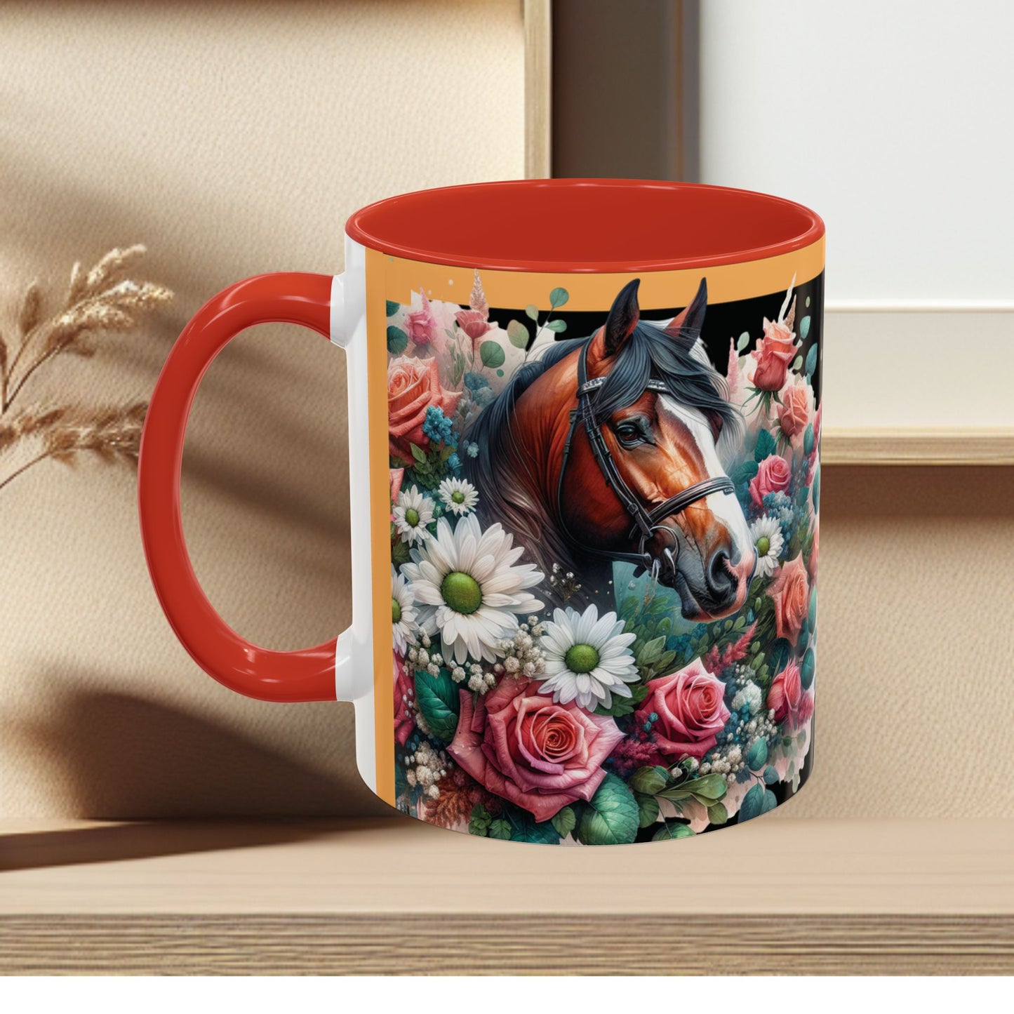 Coffee Mug Horses in Flowers 11oz 15oz