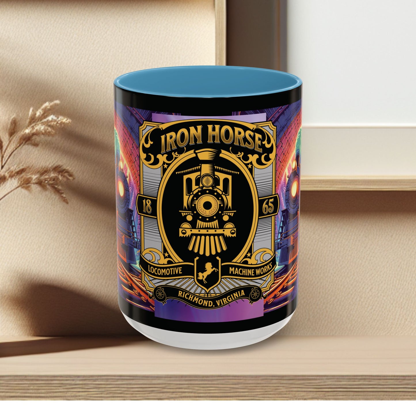 Mug- Steam engine Iron Horse- Accent Coffee Mug (15oz)