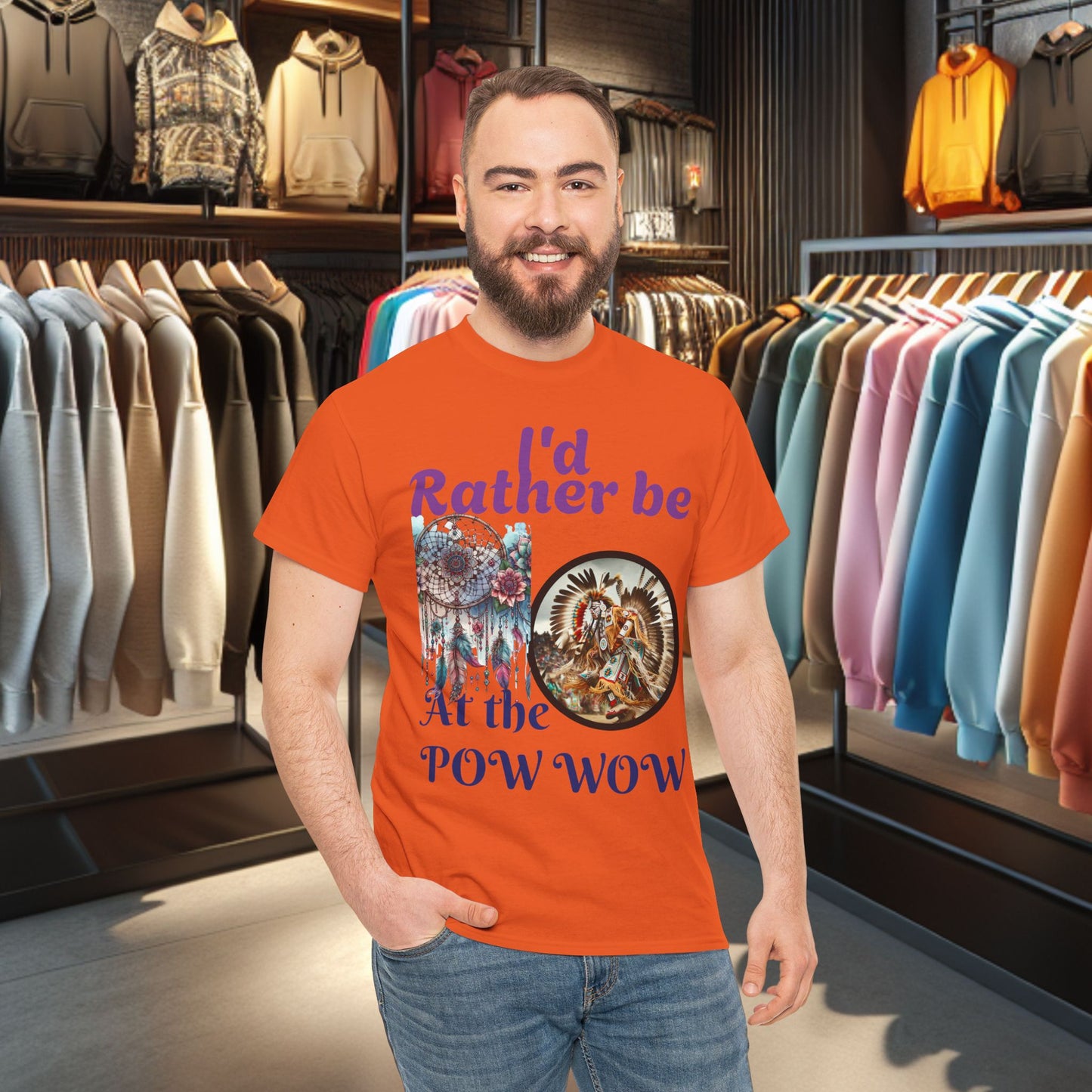 I'd Rather be at the POW-WOW- Heavy Cotton Tee