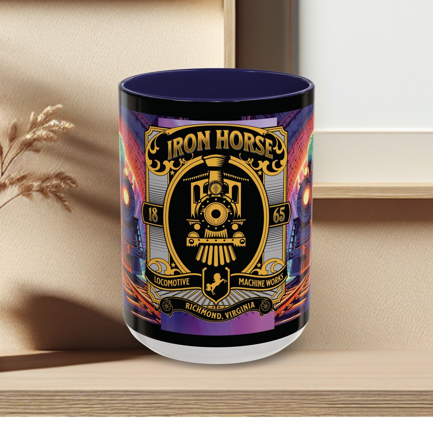 Mug- Steam engine Iron Horse- Accent Coffee Mug (15oz)