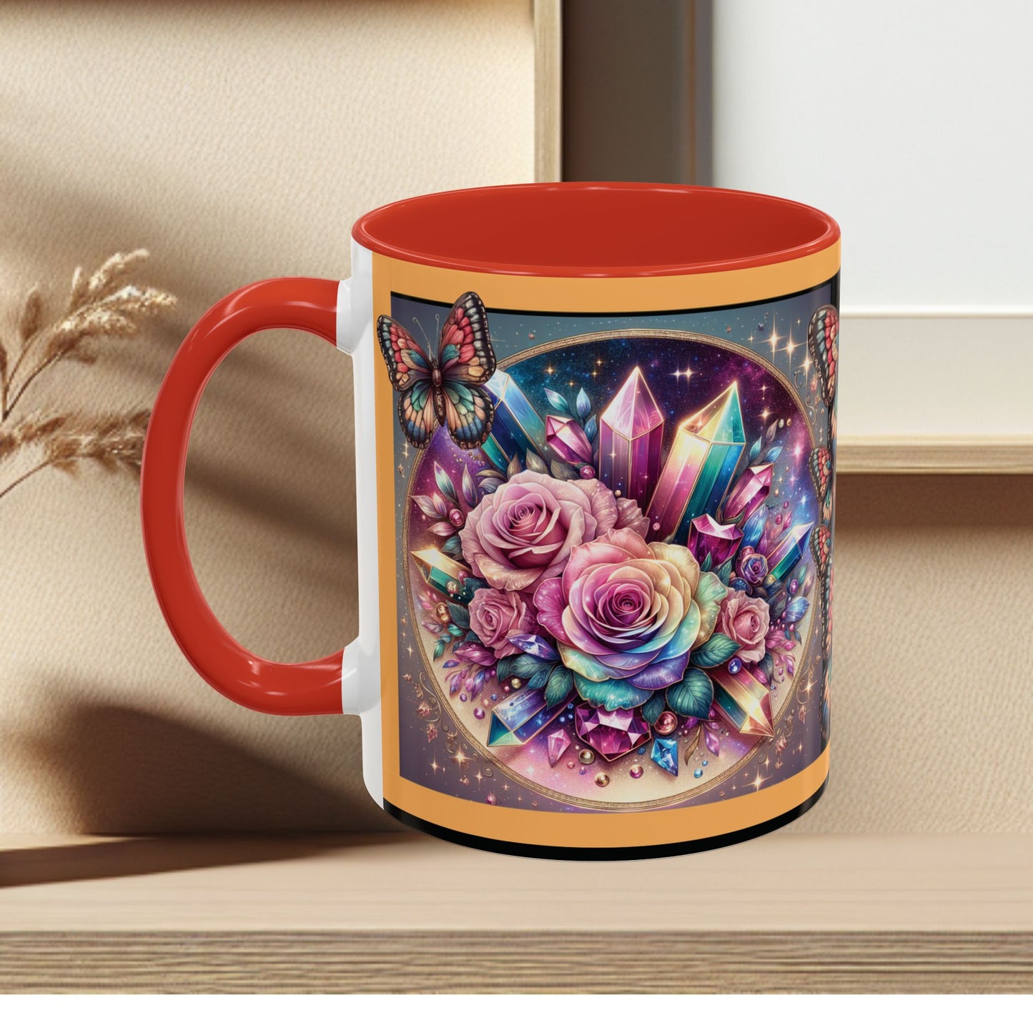 Coffee Mug Butterflys and Flowers