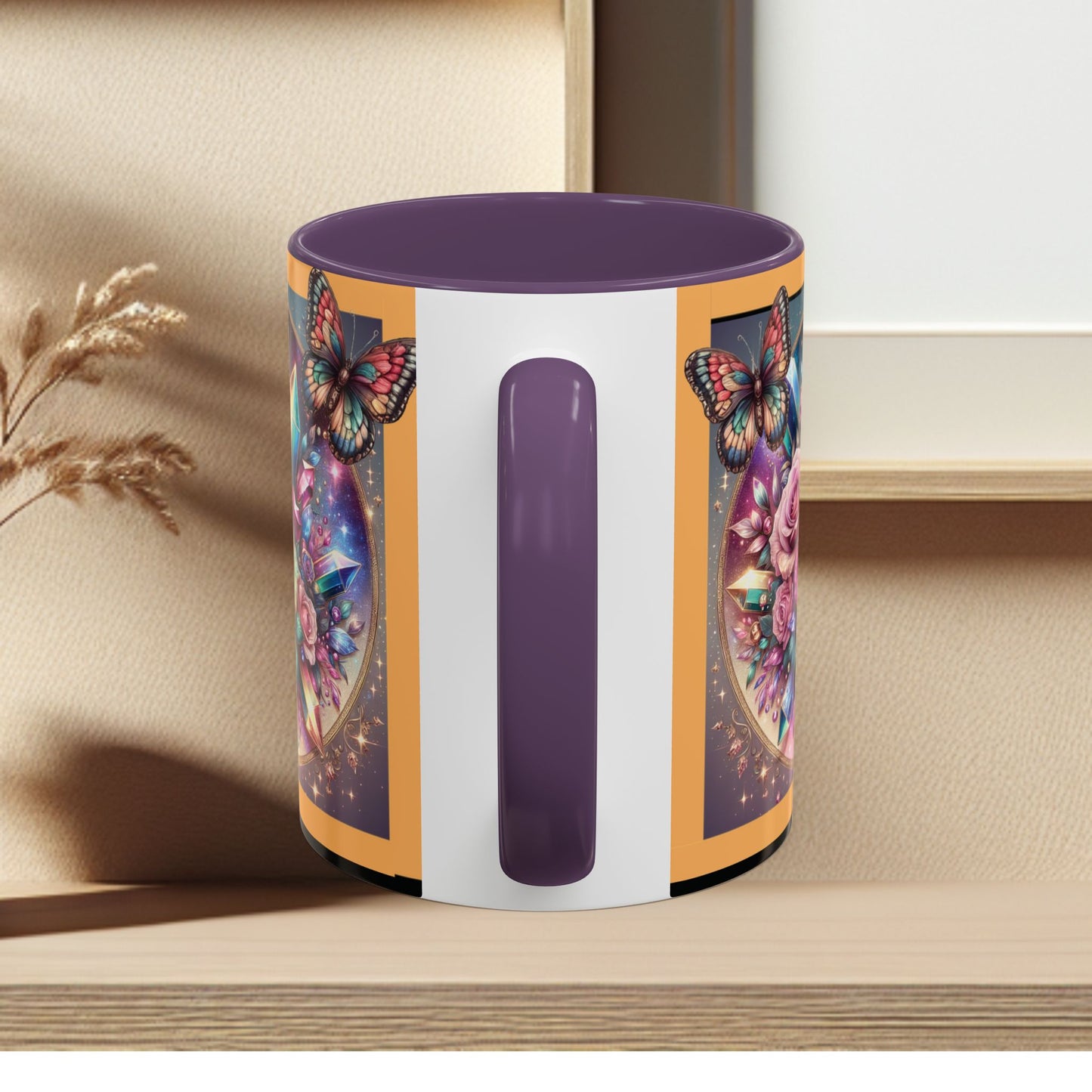 Coffee Mug Butterflys and Flowers
