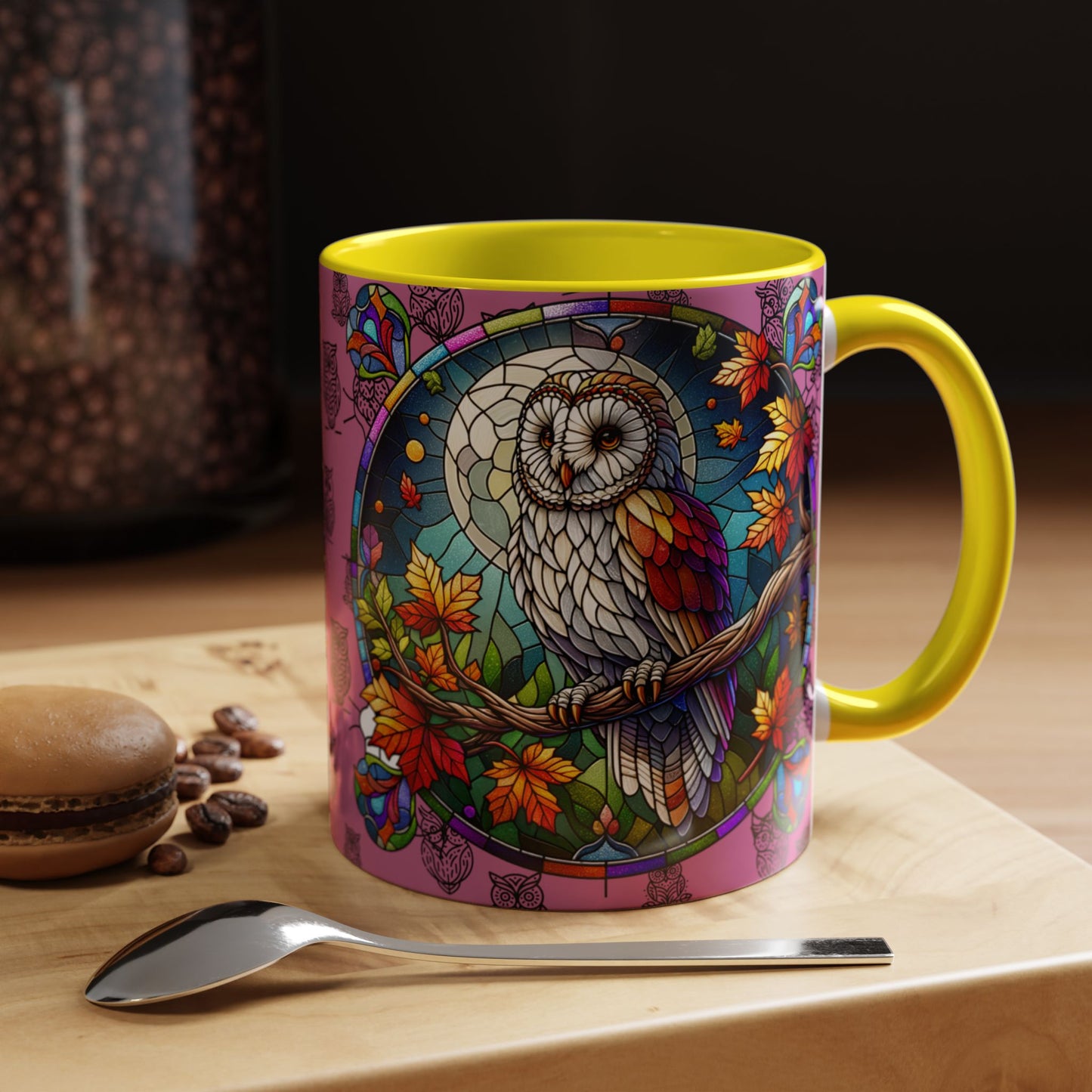 Coffee Mug -Colorful Stain Glass Owl Design