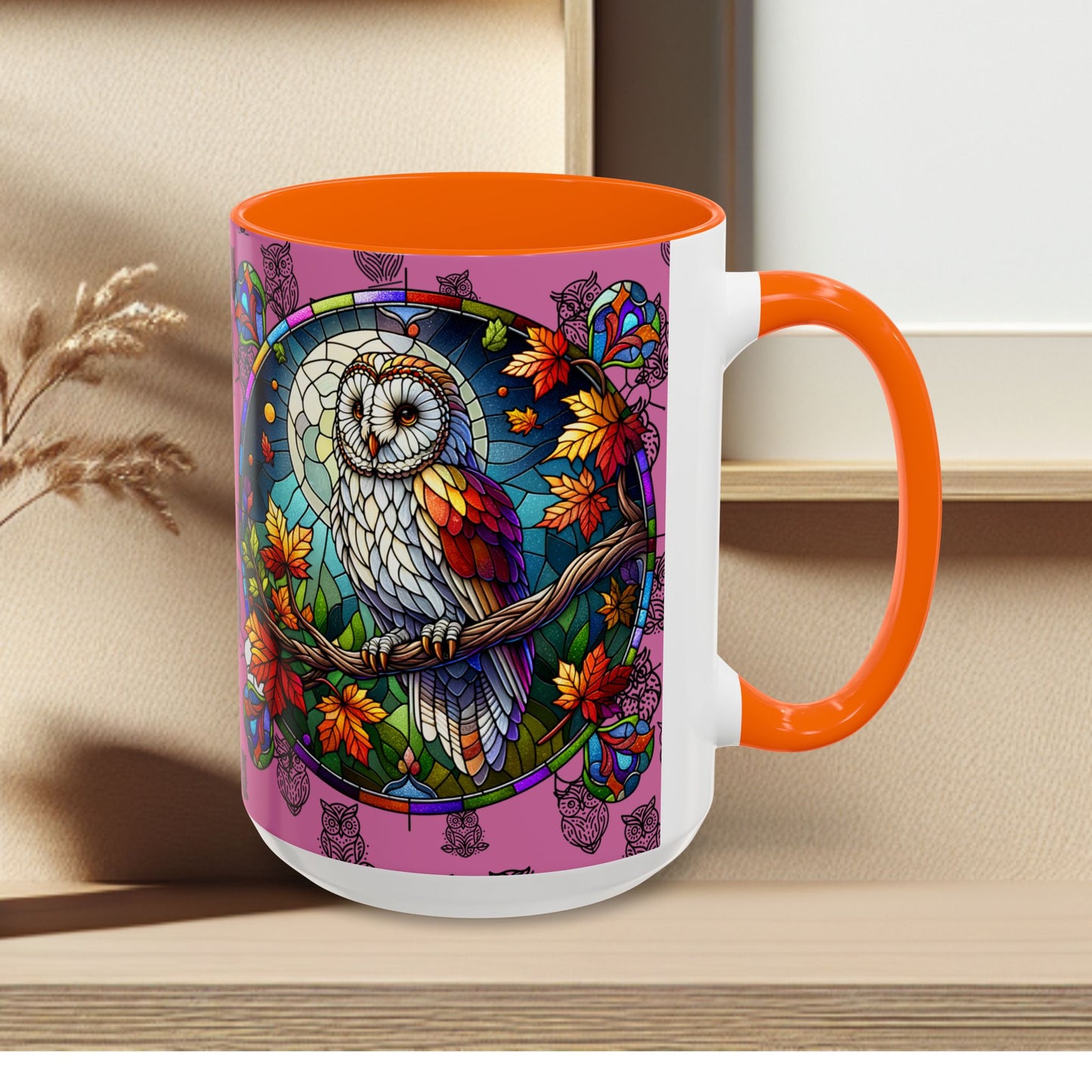 Coffee Mug -Colorful Stain Glass Owl Design