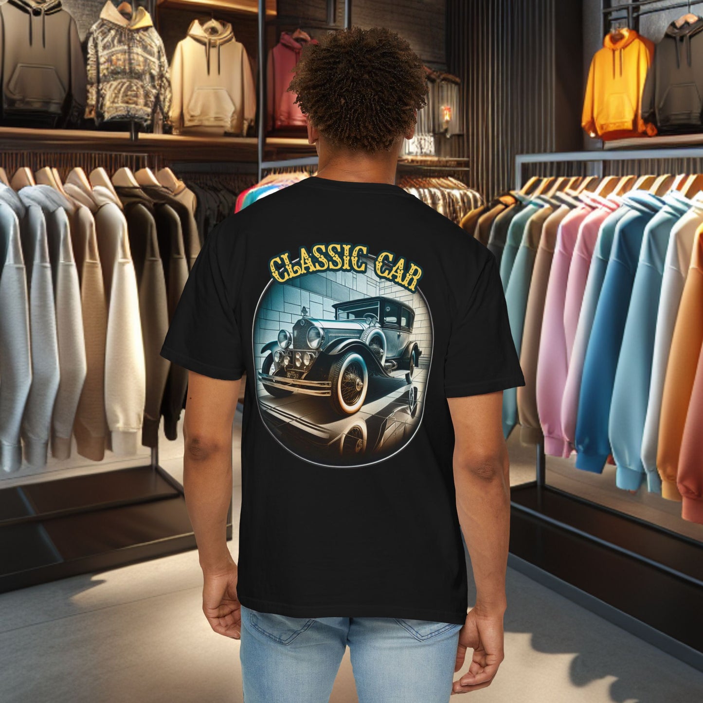 Tee Shirt - Classic Blue Car - T-shirt Blac-