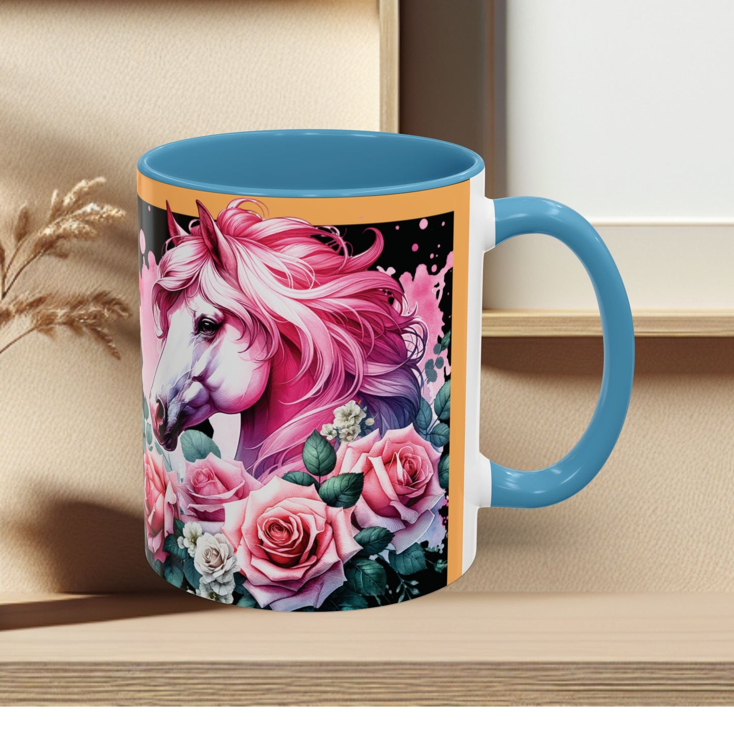 Coffee Mug Horses in Flowers 11oz 15oz