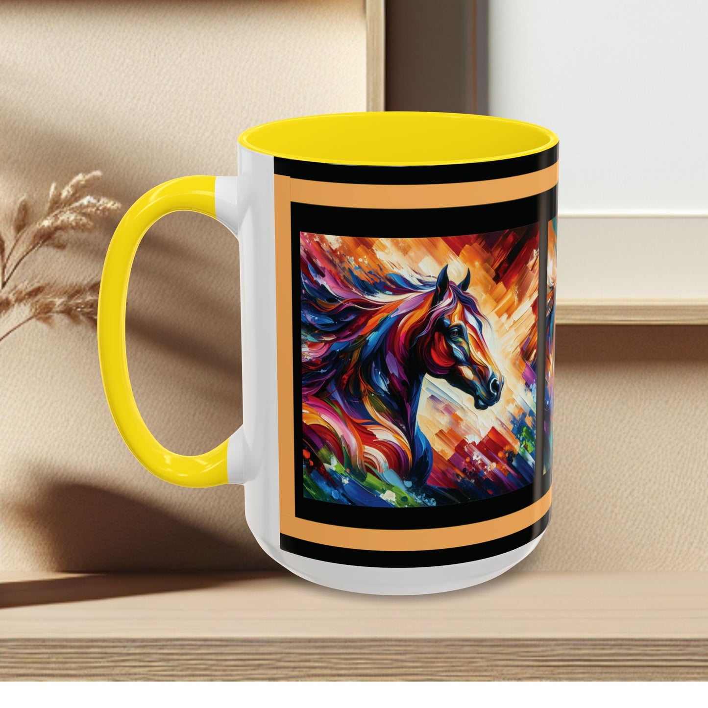 Mug Coffee Multi Color Horses 11oz 15oz
