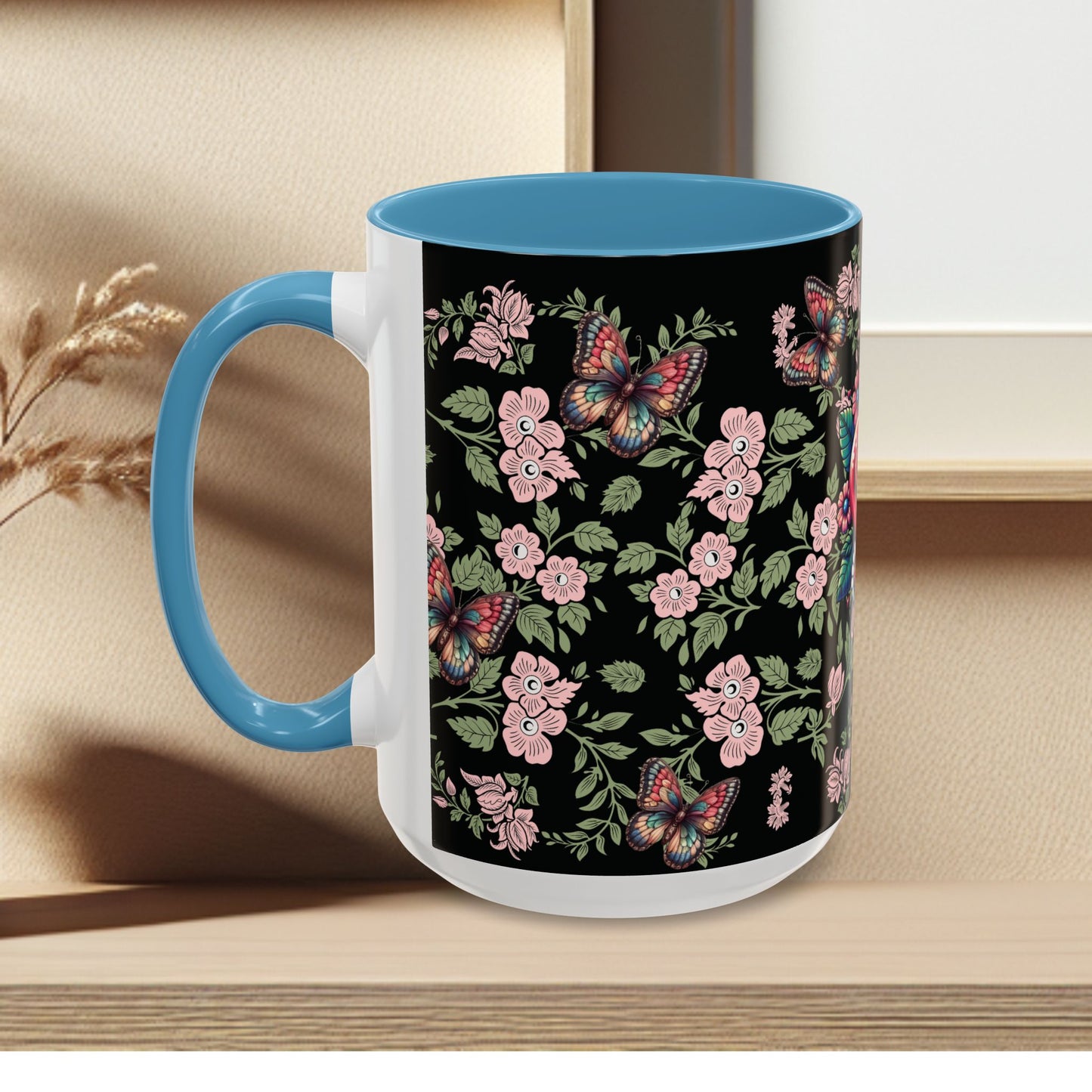 Floral Coffee Mug Black
