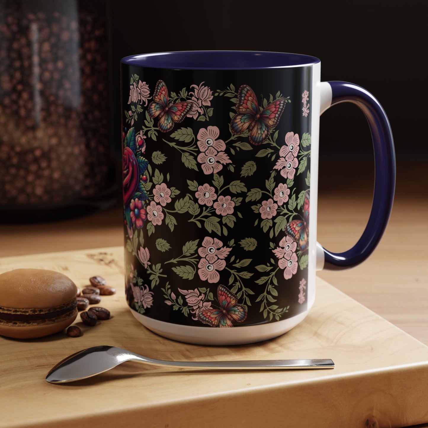 Floral Coffee Mug Black