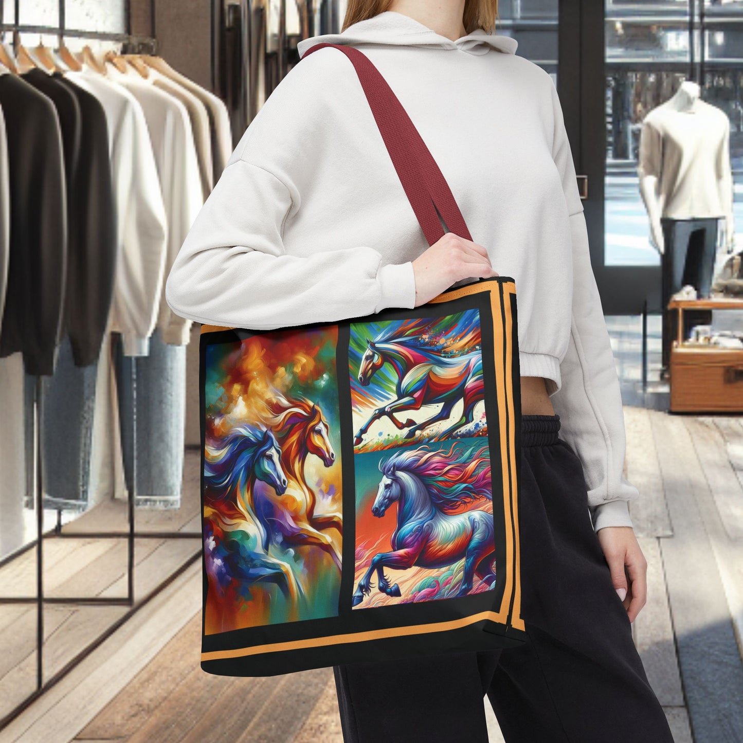 Multi-Color Cloud Horses Tote Bag