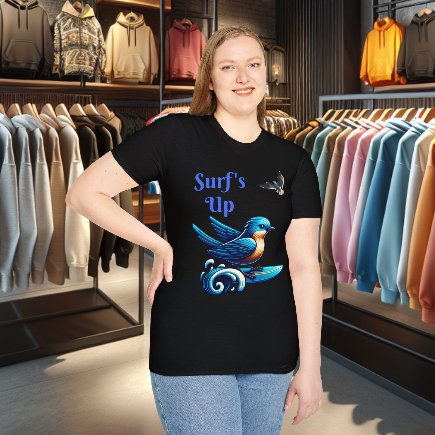 Blue Bird Surfing Unisex T-Shirt - Surf's Up