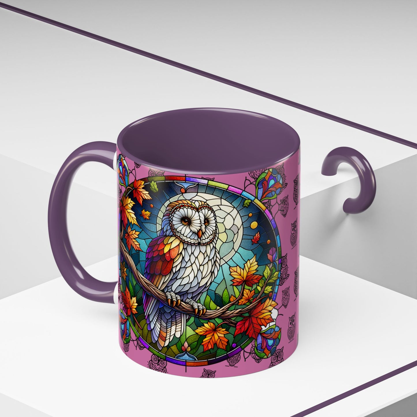 Coffee Mug -Colorful Stain Glass Owl Design