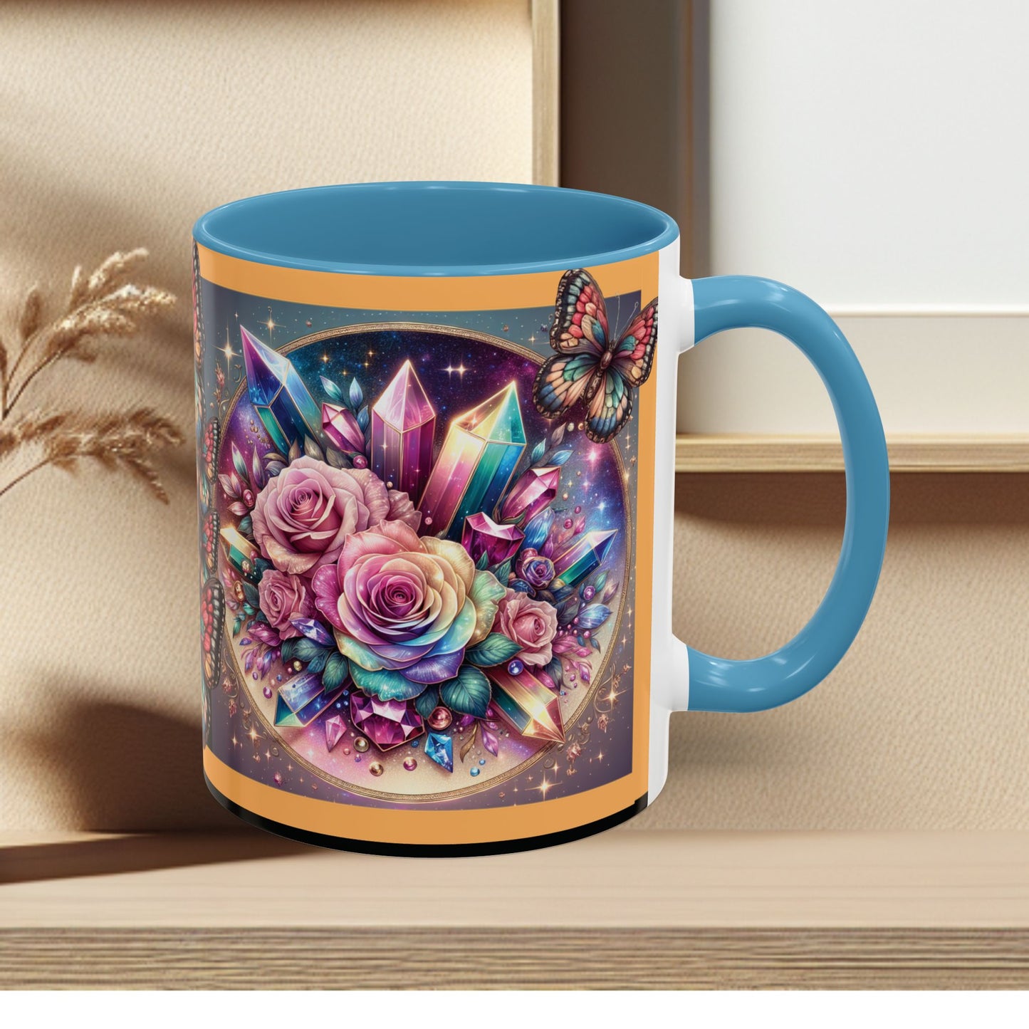 Coffee Mug Butterflys and Flowers
