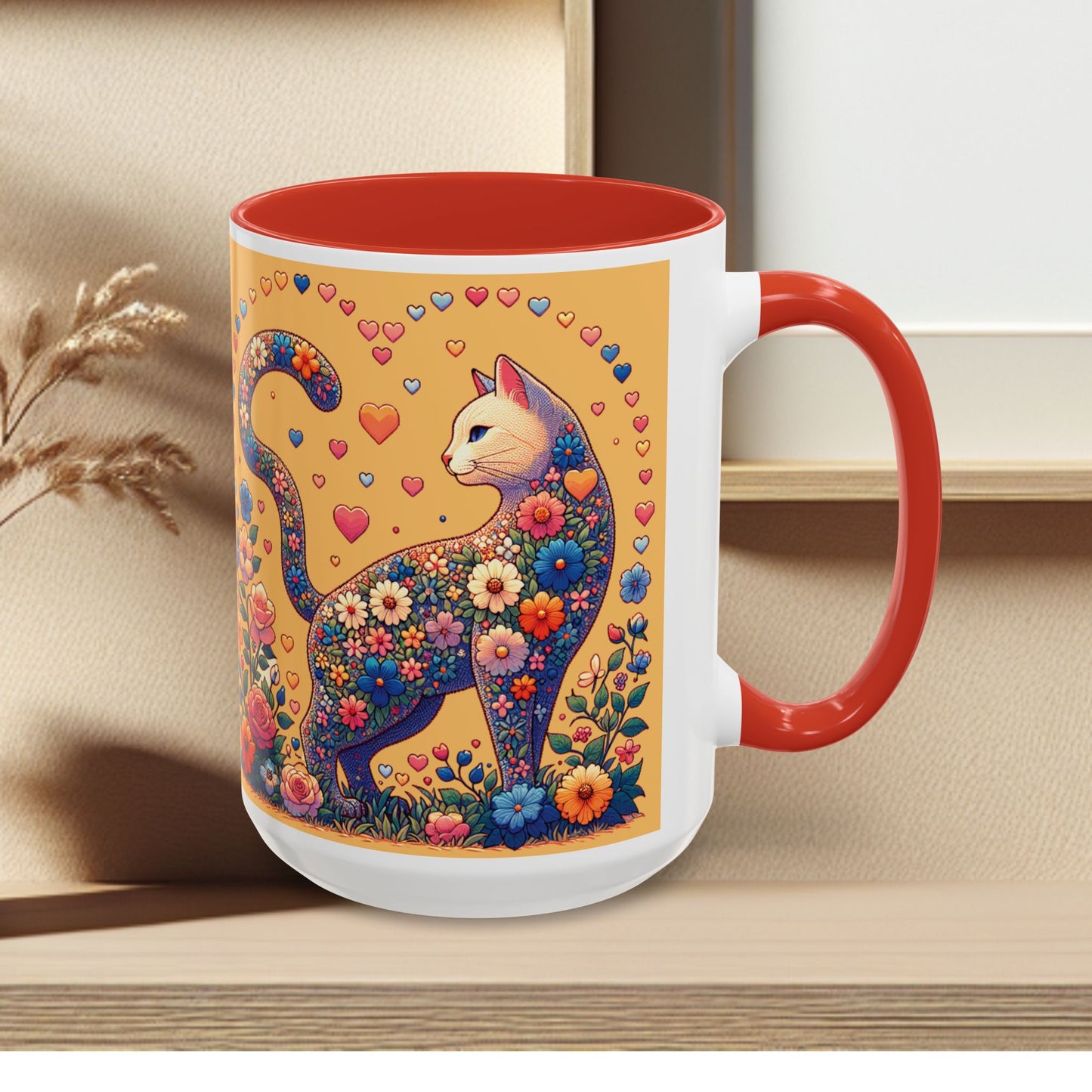 Mug- Loving Cat - Accent Coffee Mug (11oz, 15oz) (AOP)