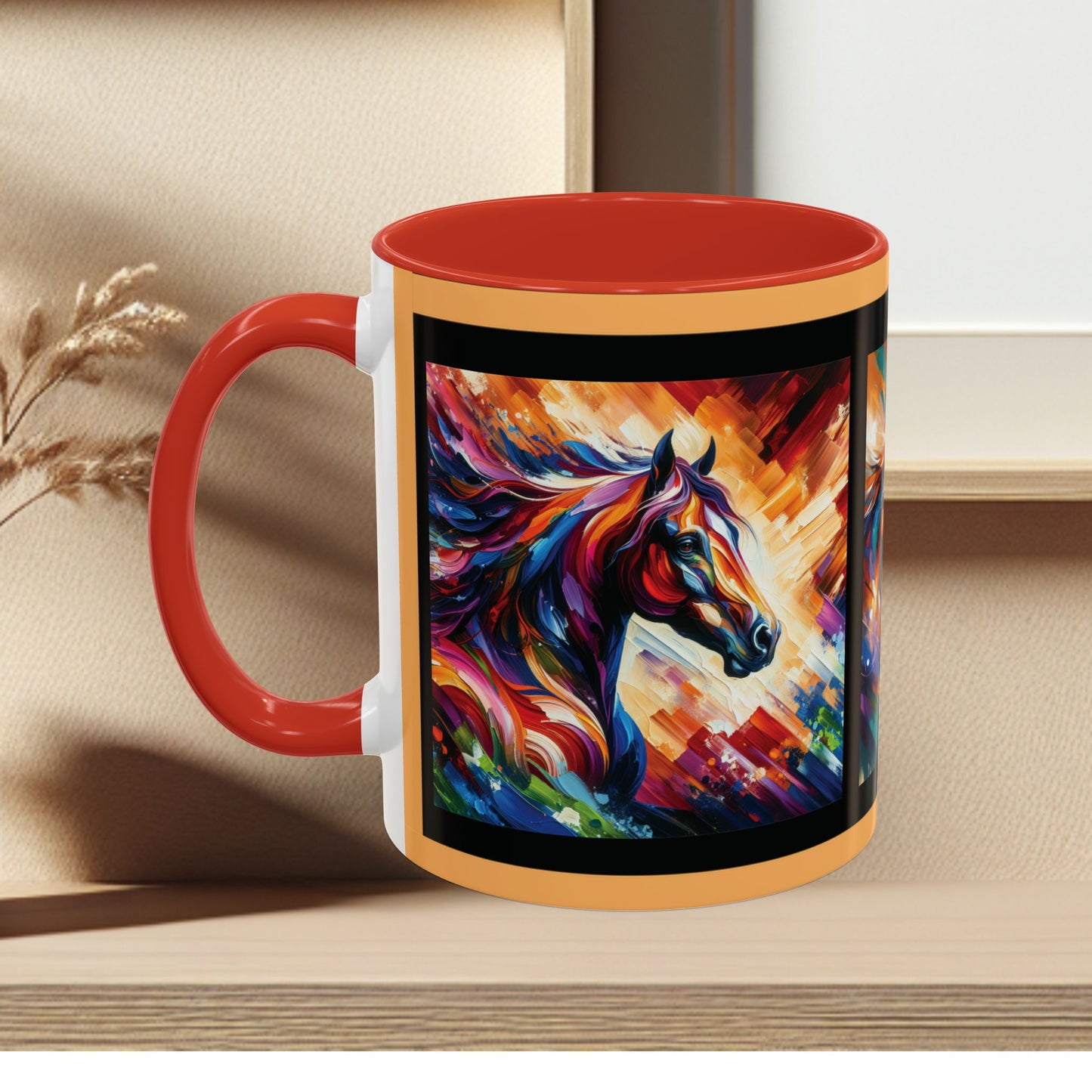 Mug Coffee Multi Color Horses 11oz 15oz
