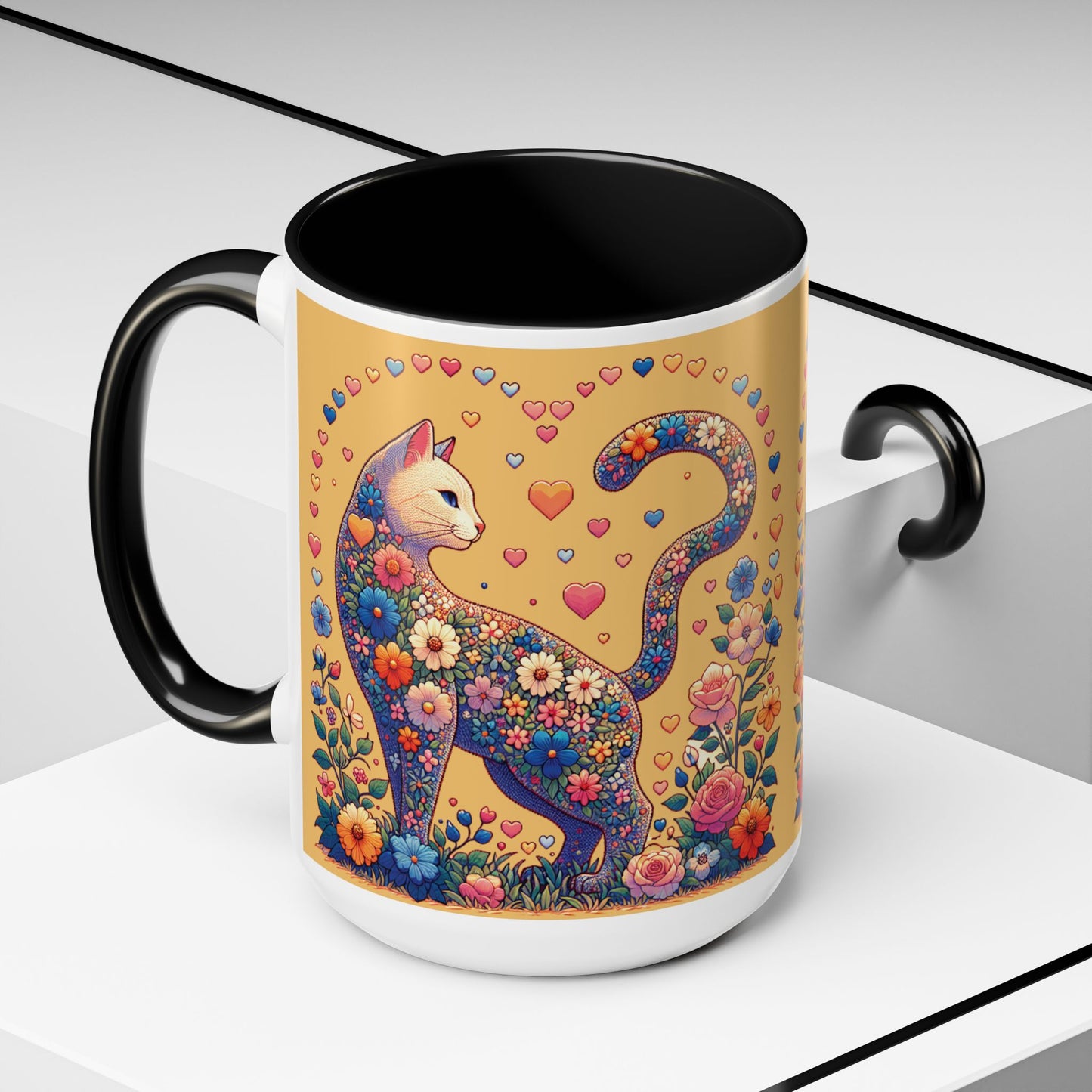 Mug- Loving Cat - Accent Coffee Mug (11oz, 15oz) (AOP)