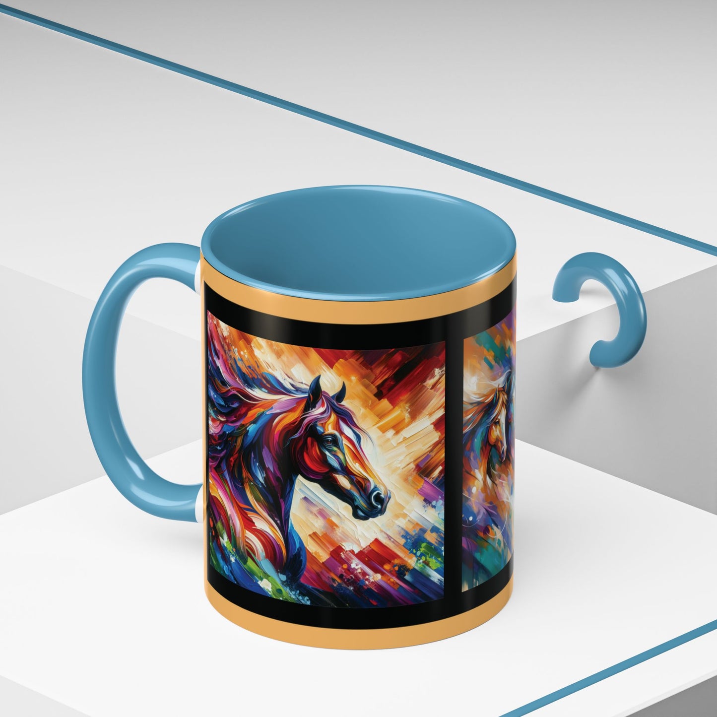 Mug Coffee Multi Color Horses 11oz 15oz