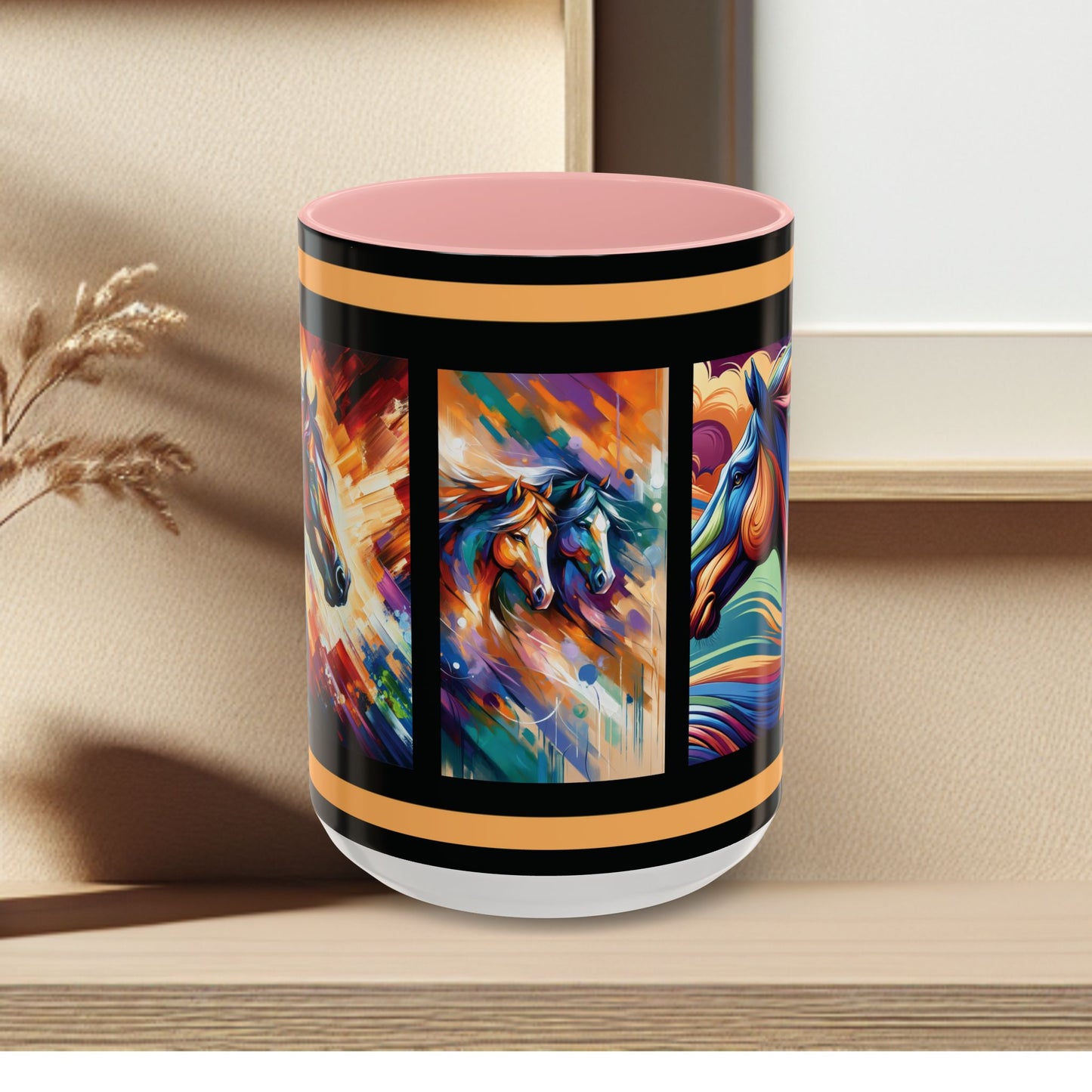 Mug Coffee Multi Color Horses 11oz 15oz