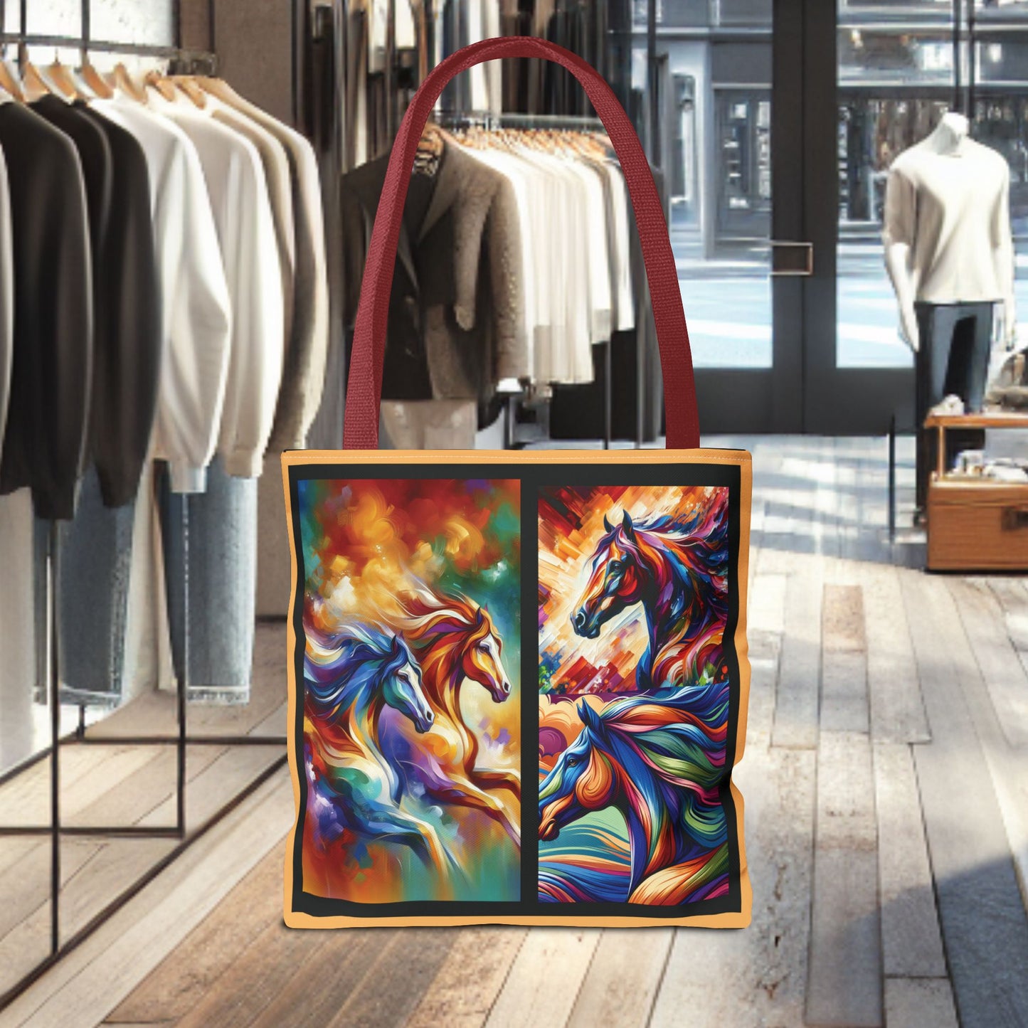 Colorful Horses Tote Bag