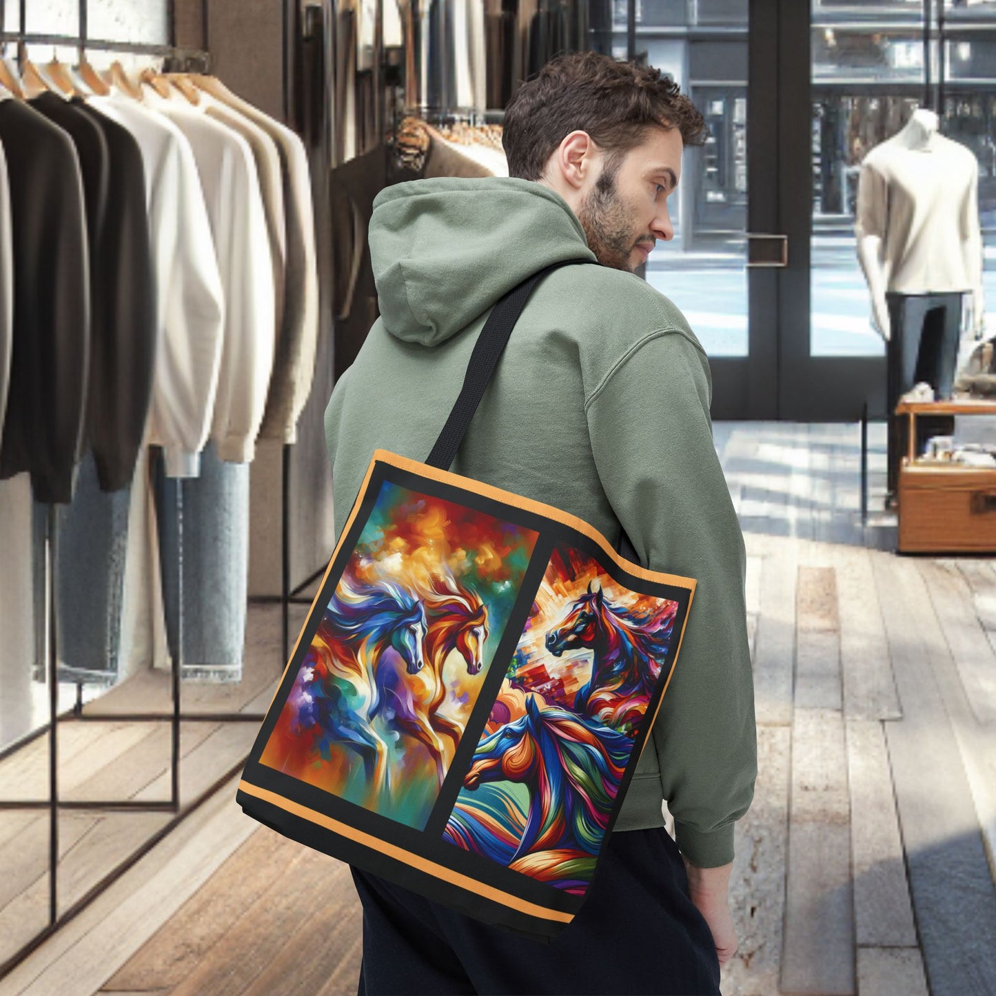 Colorful Horses Tote Bag