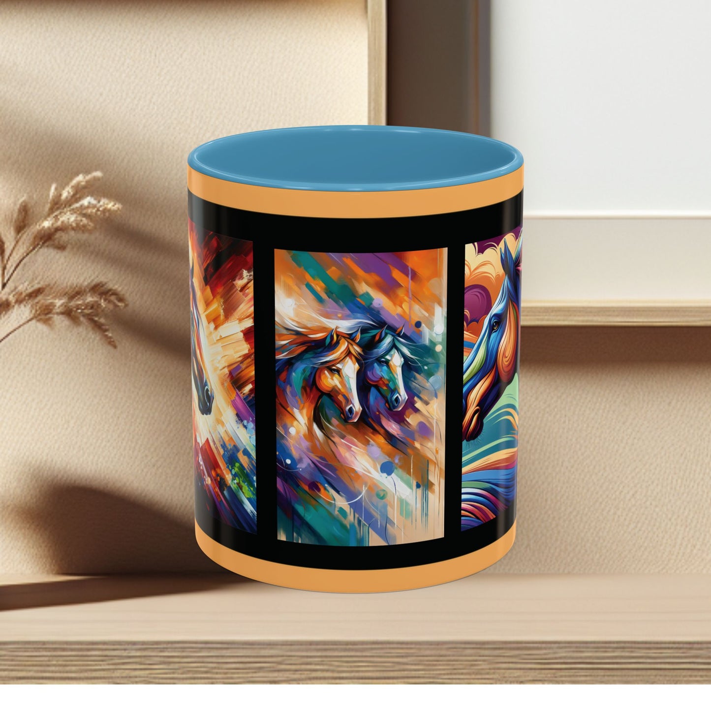 Mug Coffee Multi Color Horses 11oz 15oz