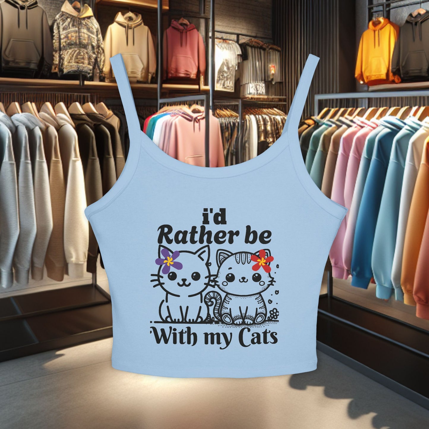 With my Cats - Cat Lover Spaghetti Strap Tank Top
