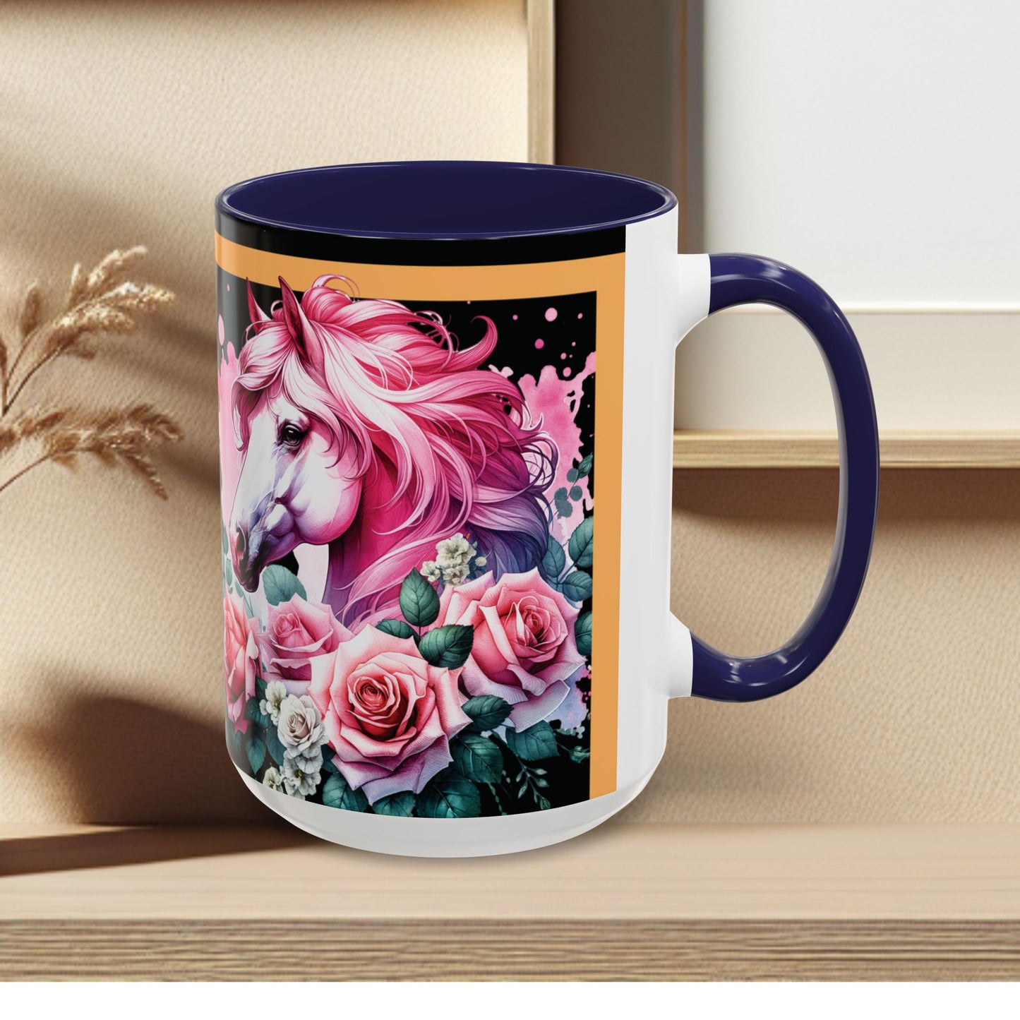 Coffee Mug Horses in Flowers 11oz 15oz