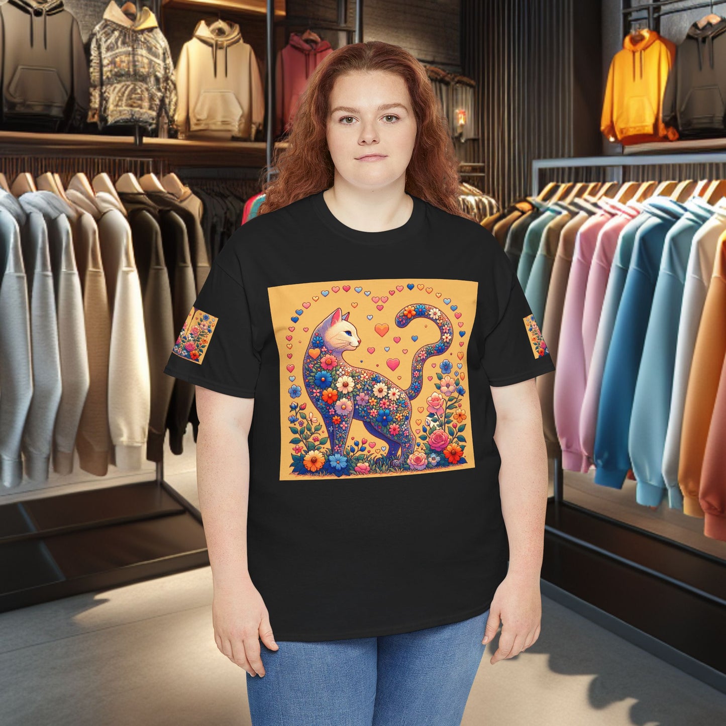 Loving Cat Flower Mozaic T-Shirt