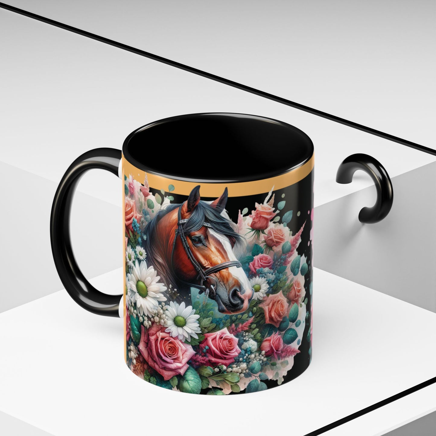Coffee Mug Horses in Flowers 11oz 15oz
