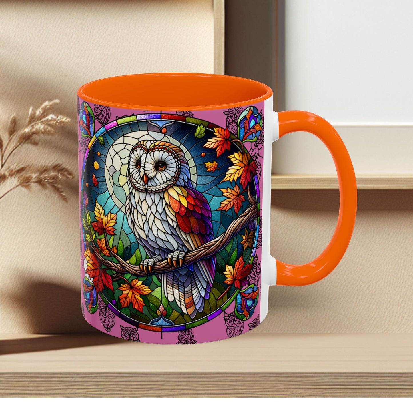 Coffee Mug -Colorful Stain Glass Owl Design