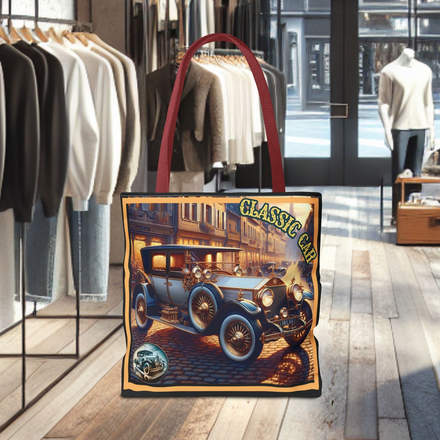 Tote Bag-Classic Car Blue Tote Bag -
