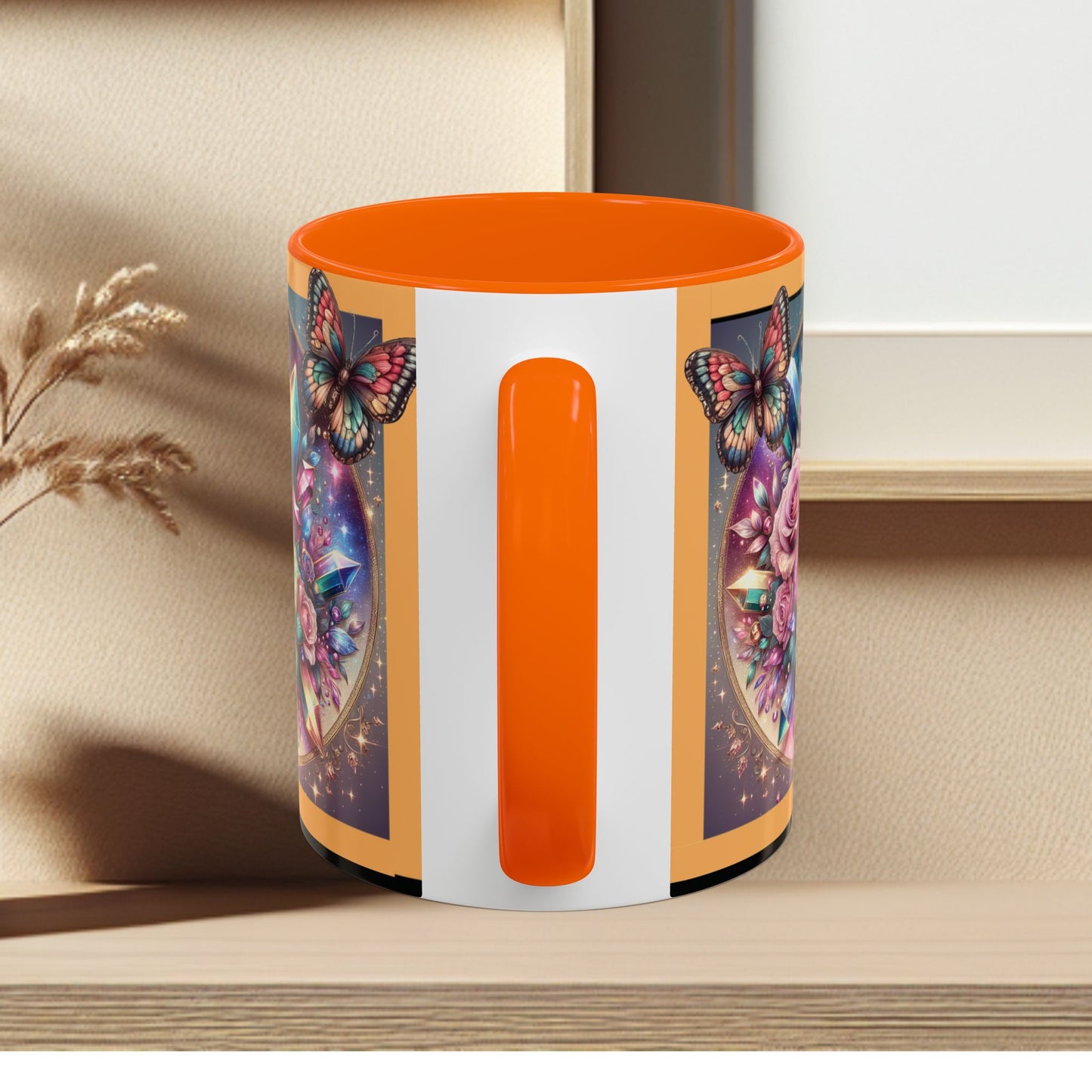 Coffee Mug Butterflys and Flowers