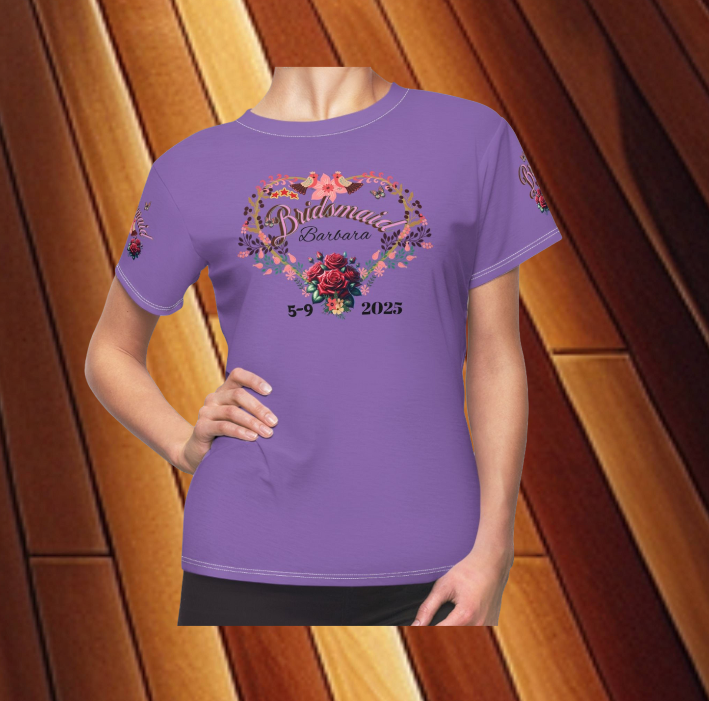 Personalized Bridesmaids Women's Graphic Cut & Sew Purple Tee - Bridal Party
